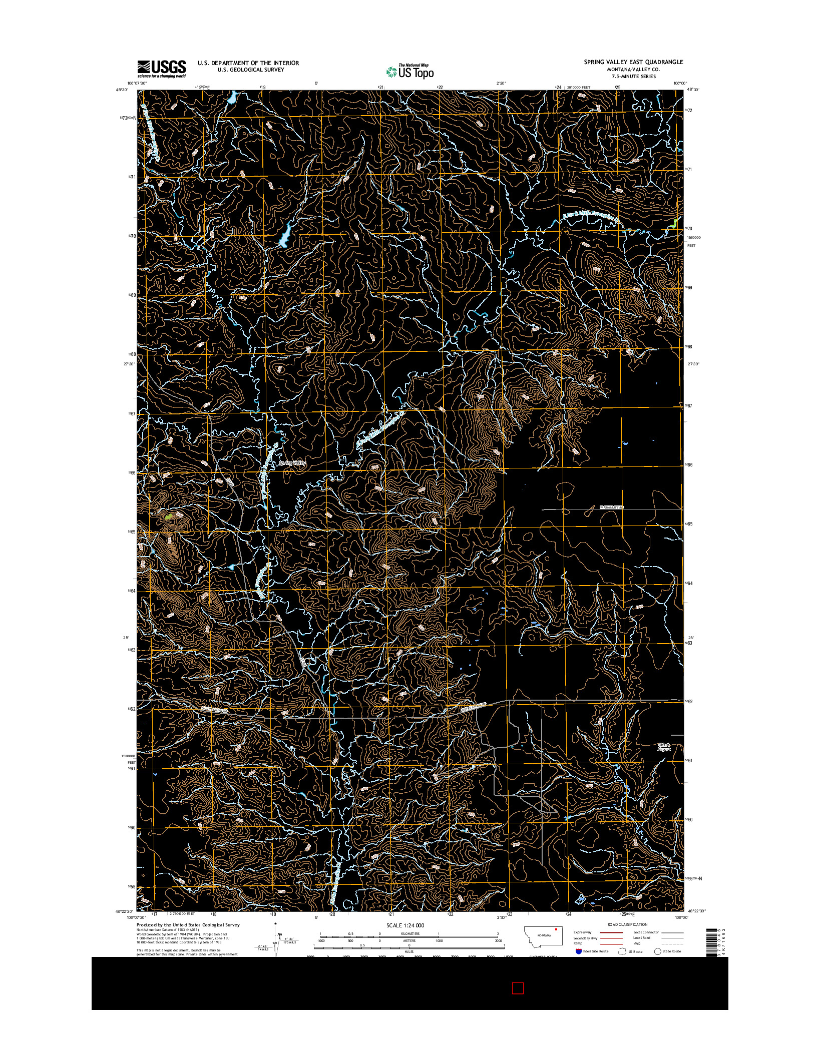 USGS US TOPO 7.5-MINUTE MAP FOR SPRING VALLEY EAST, MT 2017