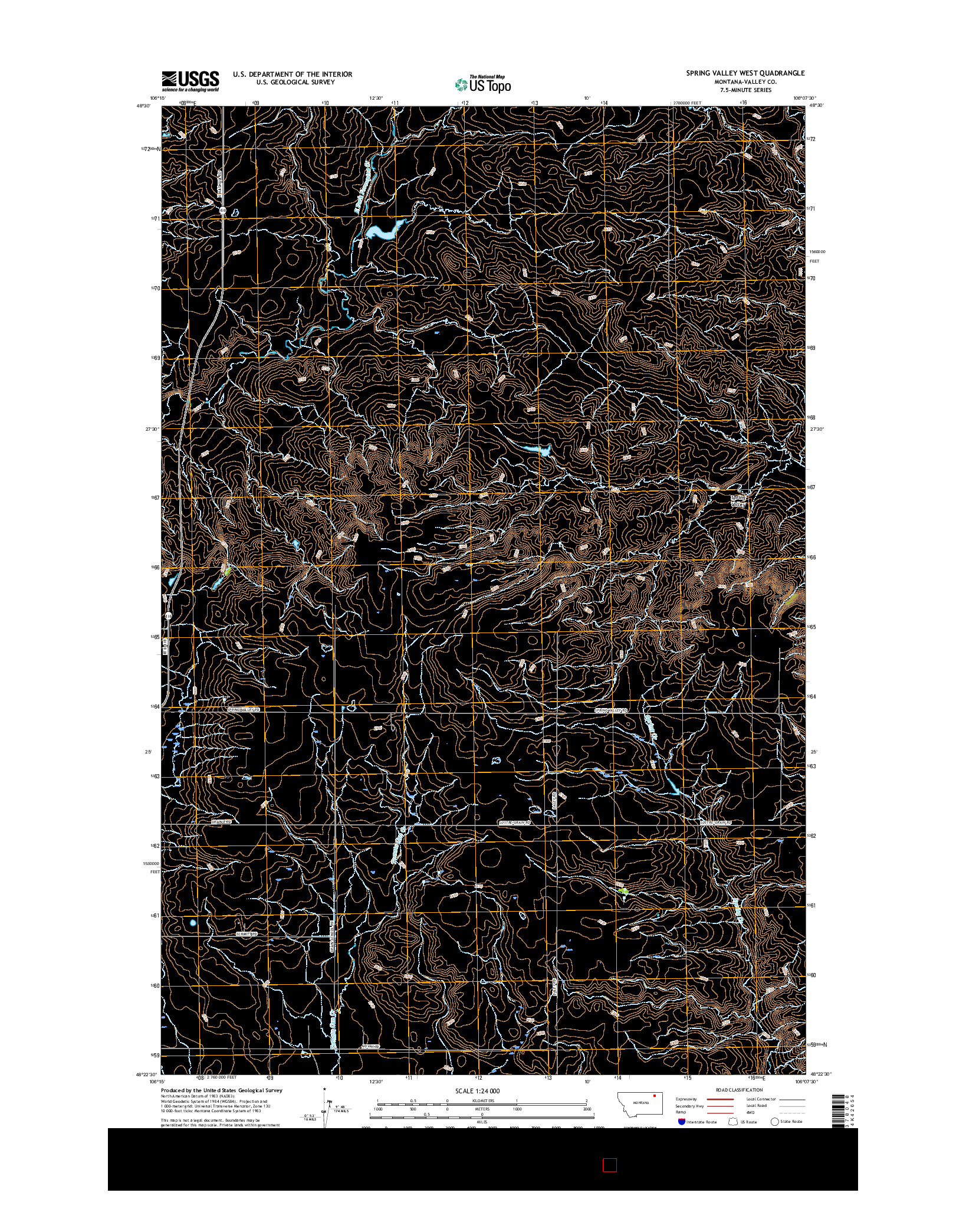 USGS US TOPO 7.5-MINUTE MAP FOR SPRING VALLEY WEST, MT 2017