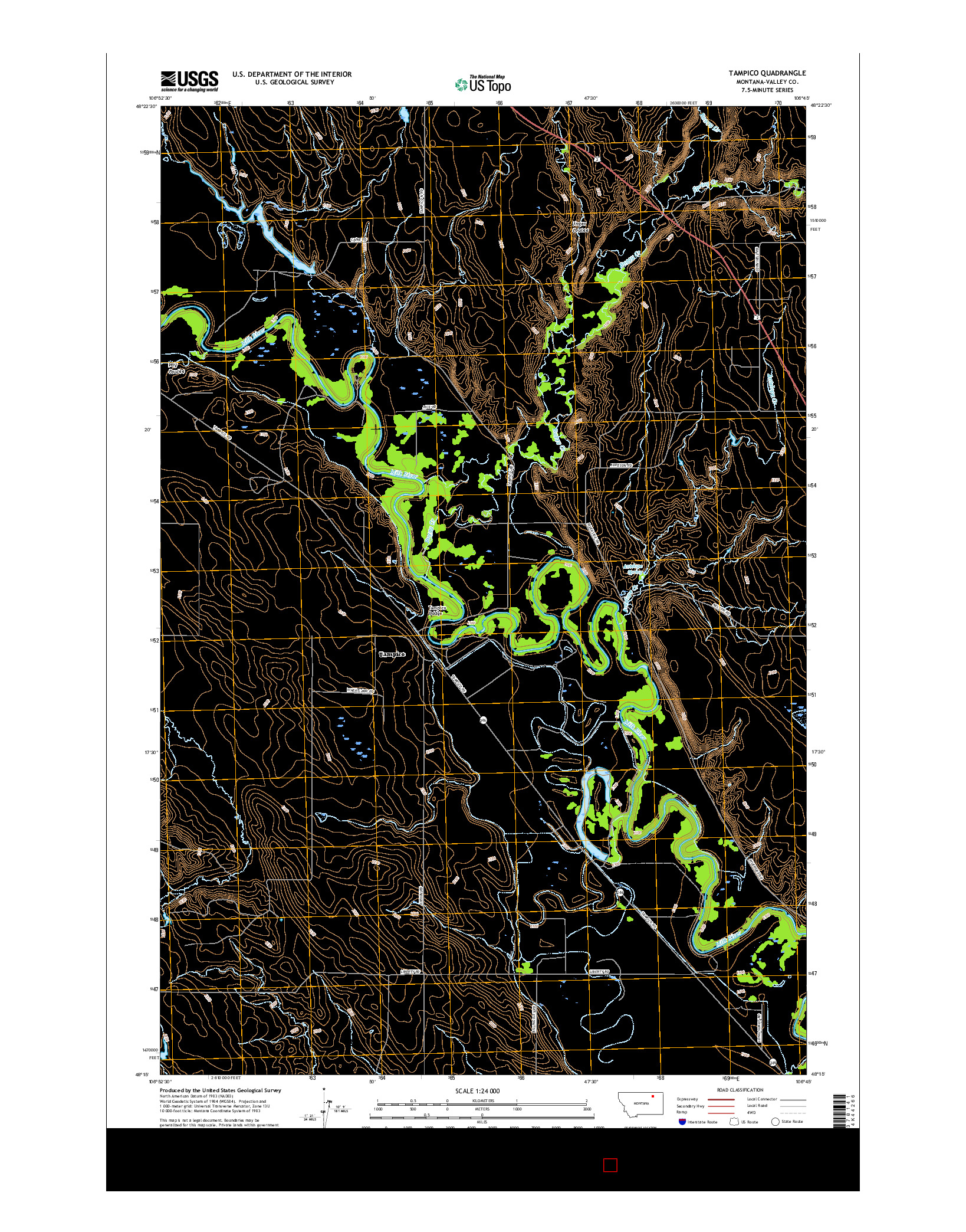 USGS US TOPO 7.5-MINUTE MAP FOR TAMPICO, MT 2017