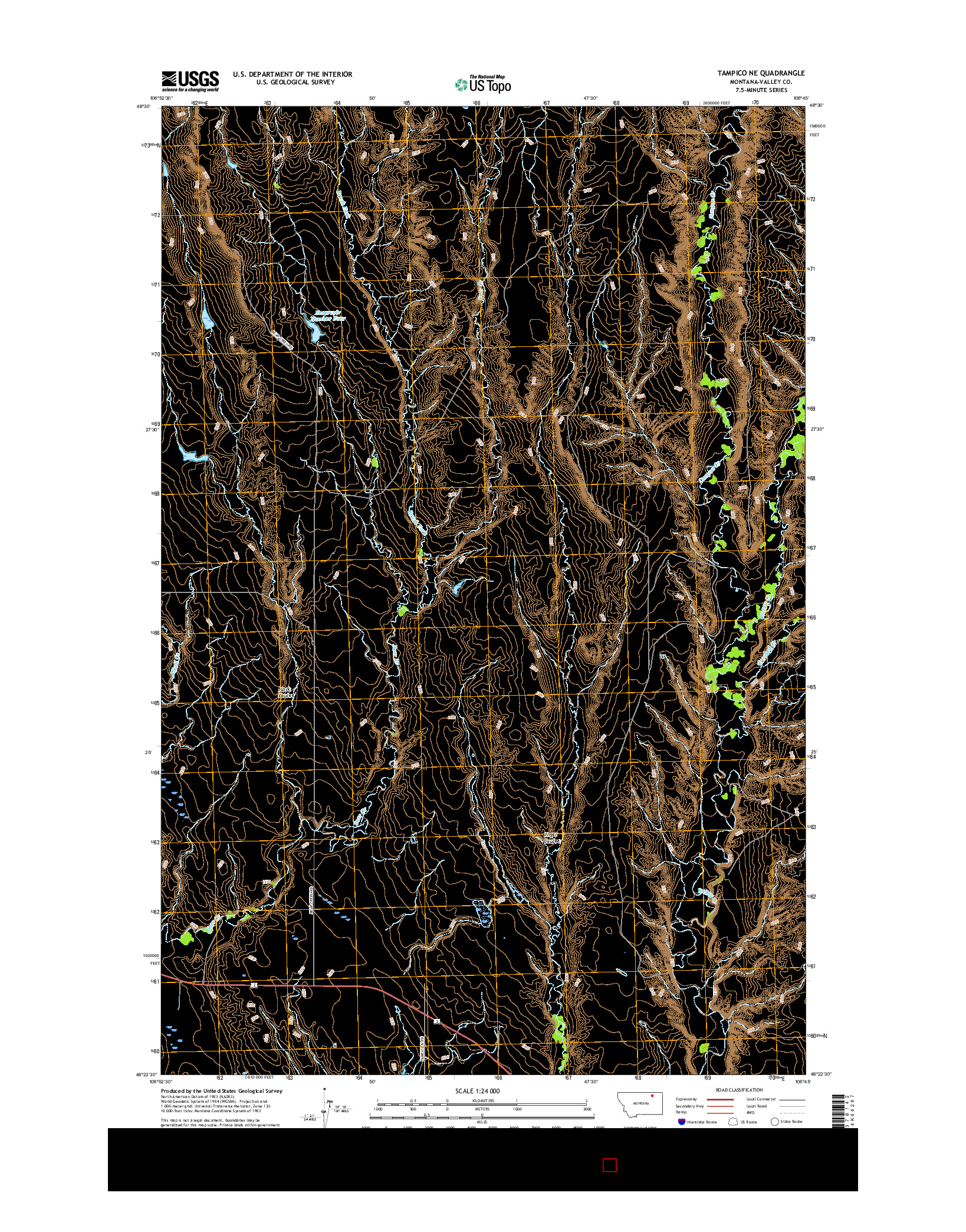 USGS US TOPO 7.5-MINUTE MAP FOR TAMPICO NE, MT 2017