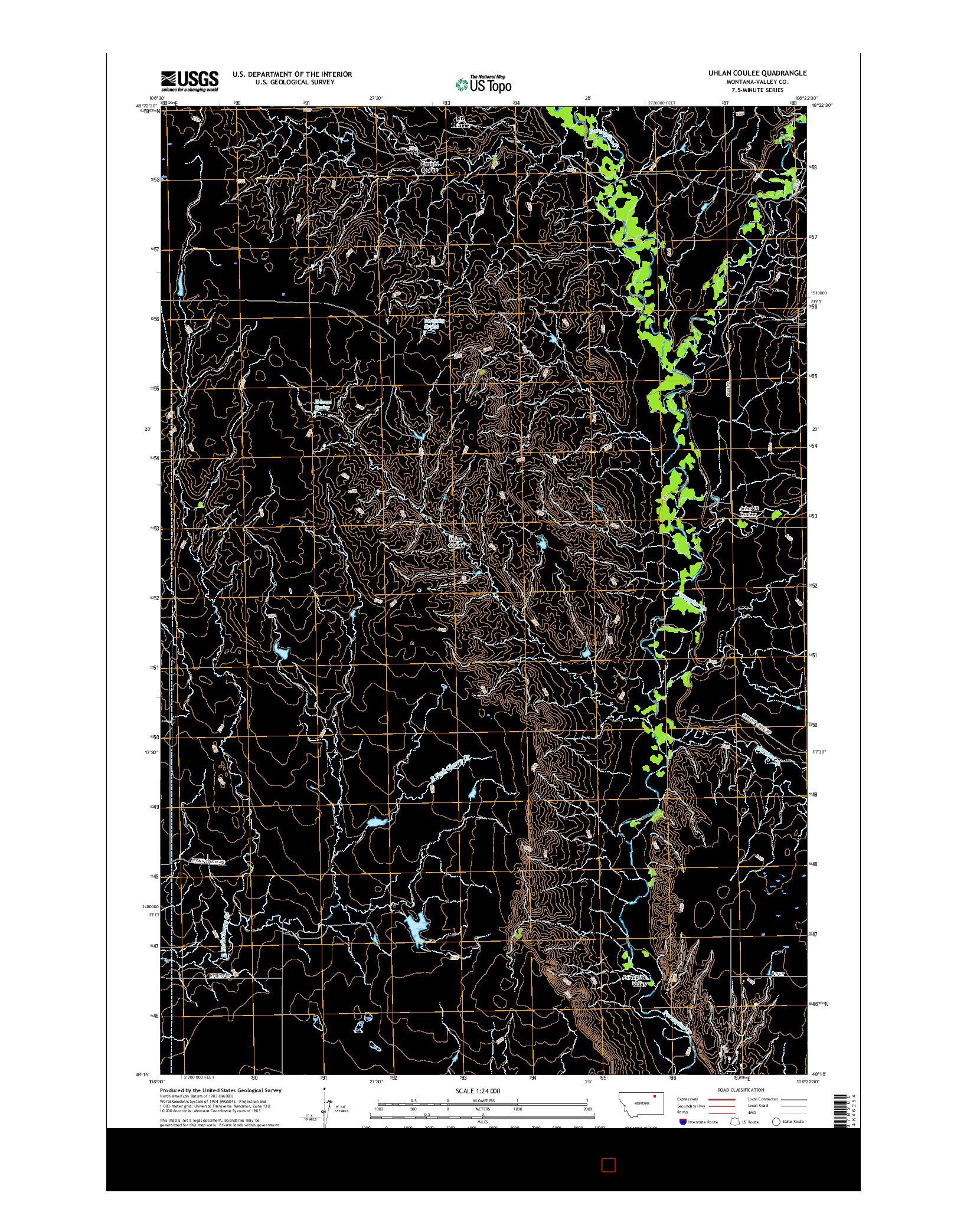 USGS US TOPO 7.5-MINUTE MAP FOR UHLAN COULEE, MT 2017