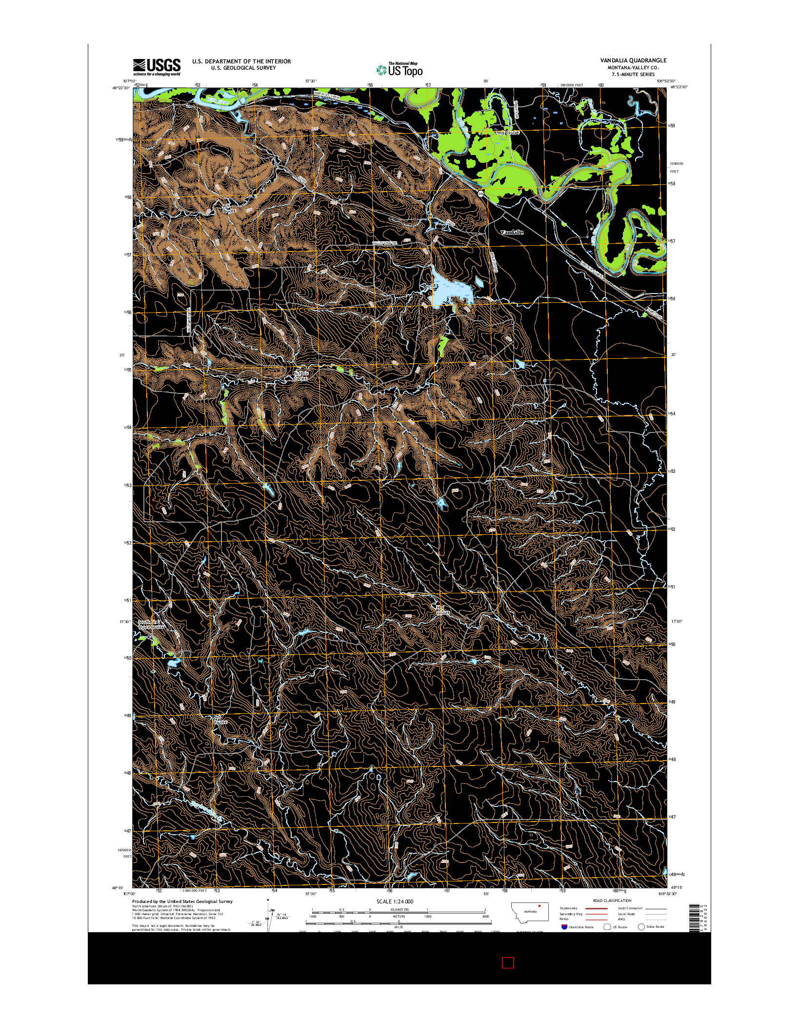 USGS US TOPO 7.5-MINUTE MAP FOR VANDALIA, MT 2017