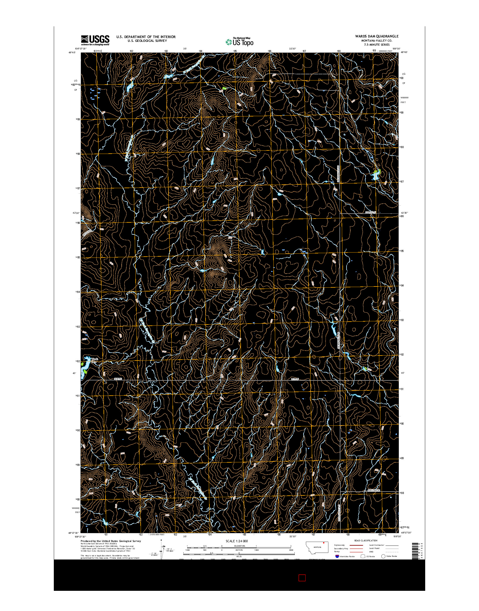 USGS US TOPO 7.5-MINUTE MAP FOR WARDS DAM, MT 2017