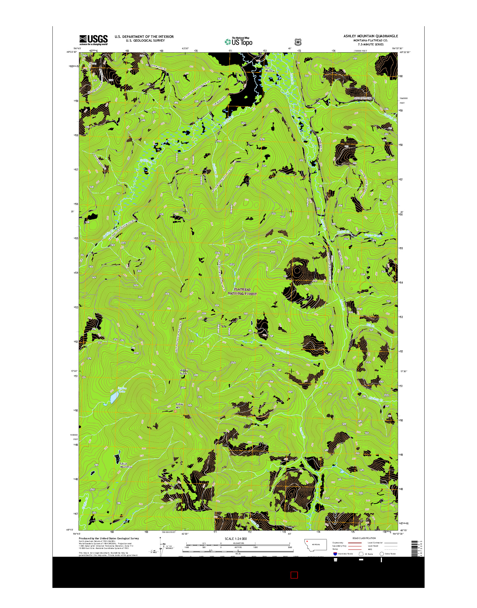 USGS US TOPO 7.5-MINUTE MAP FOR ASHLEY MOUNTAIN, MT 2017