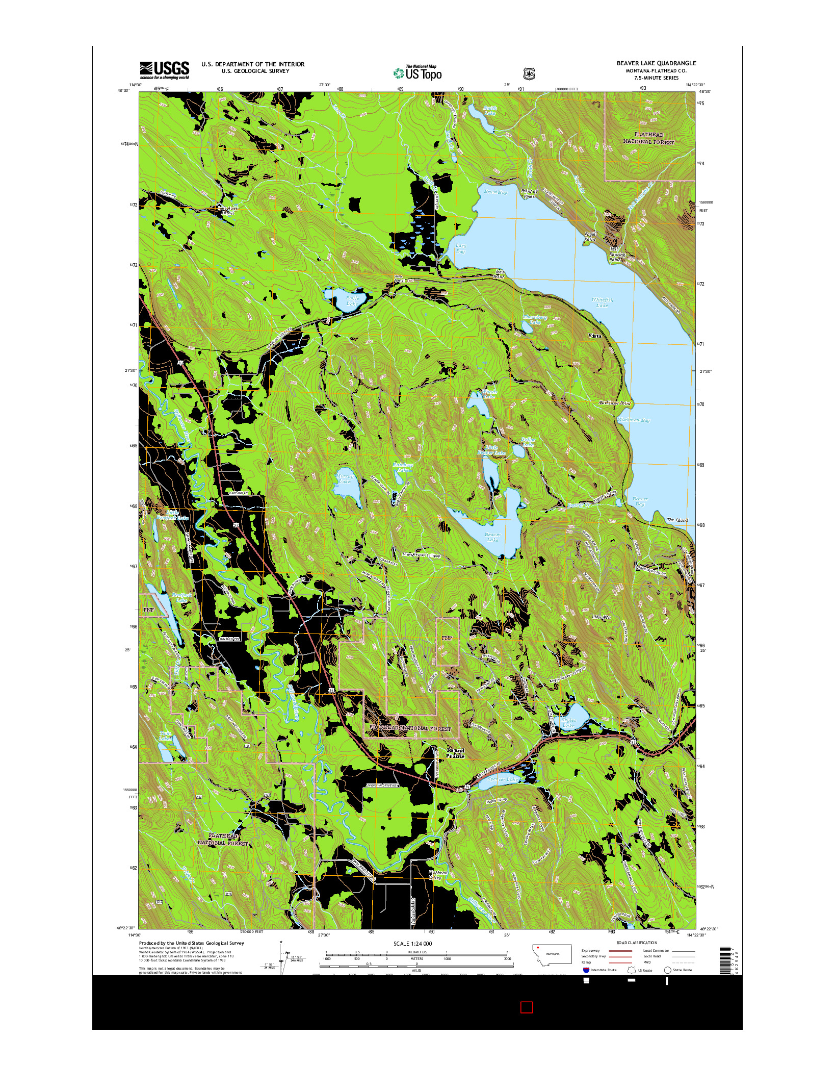 USGS US TOPO 7.5-MINUTE MAP FOR BEAVER LAKE, MT 2017