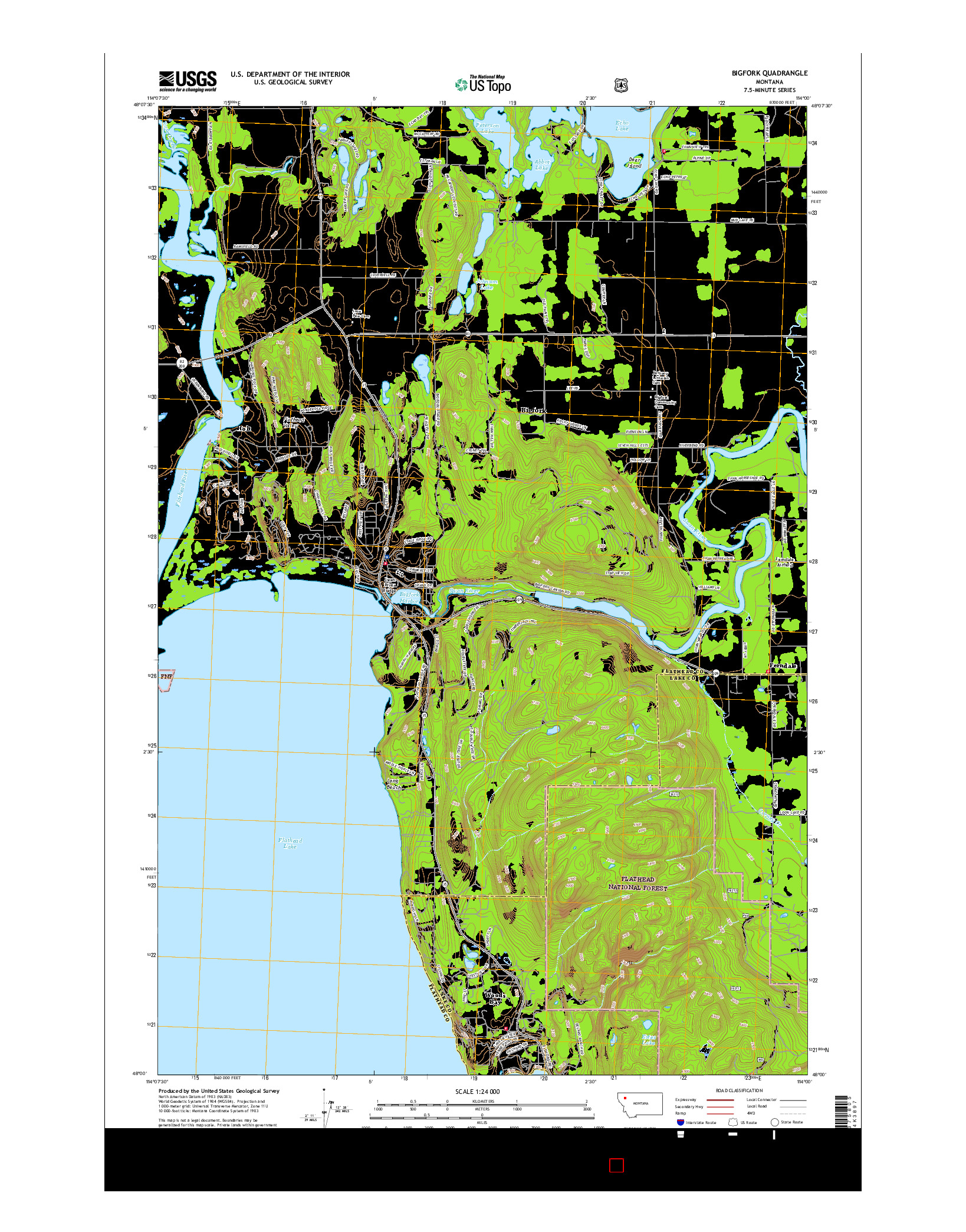 USGS US TOPO 7.5-MINUTE MAP FOR BIGFORK, MT 2017