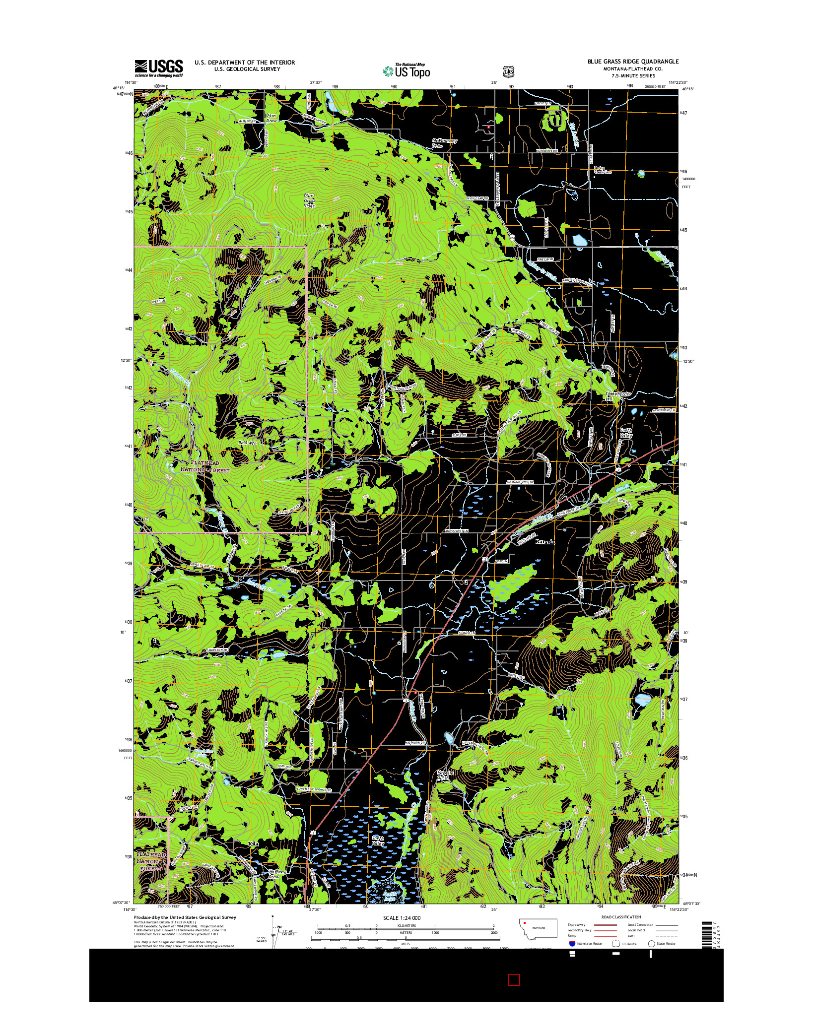 USGS US TOPO 7.5-MINUTE MAP FOR BLUE GRASS RIDGE, MT 2017