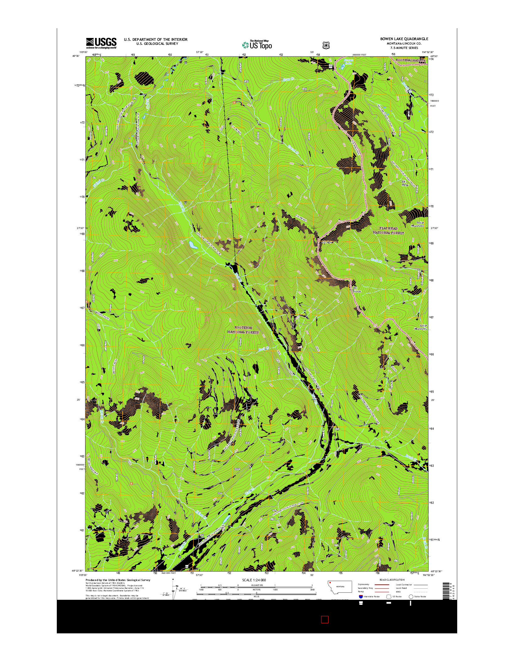 USGS US TOPO 7.5-MINUTE MAP FOR BOWEN LAKE, MT 2017
