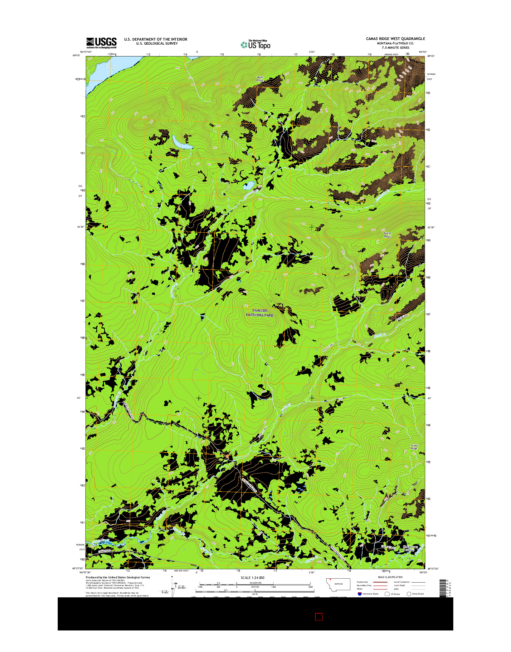 USGS US TOPO 7.5-MINUTE MAP FOR CAMAS RIDGE WEST, MT 2017