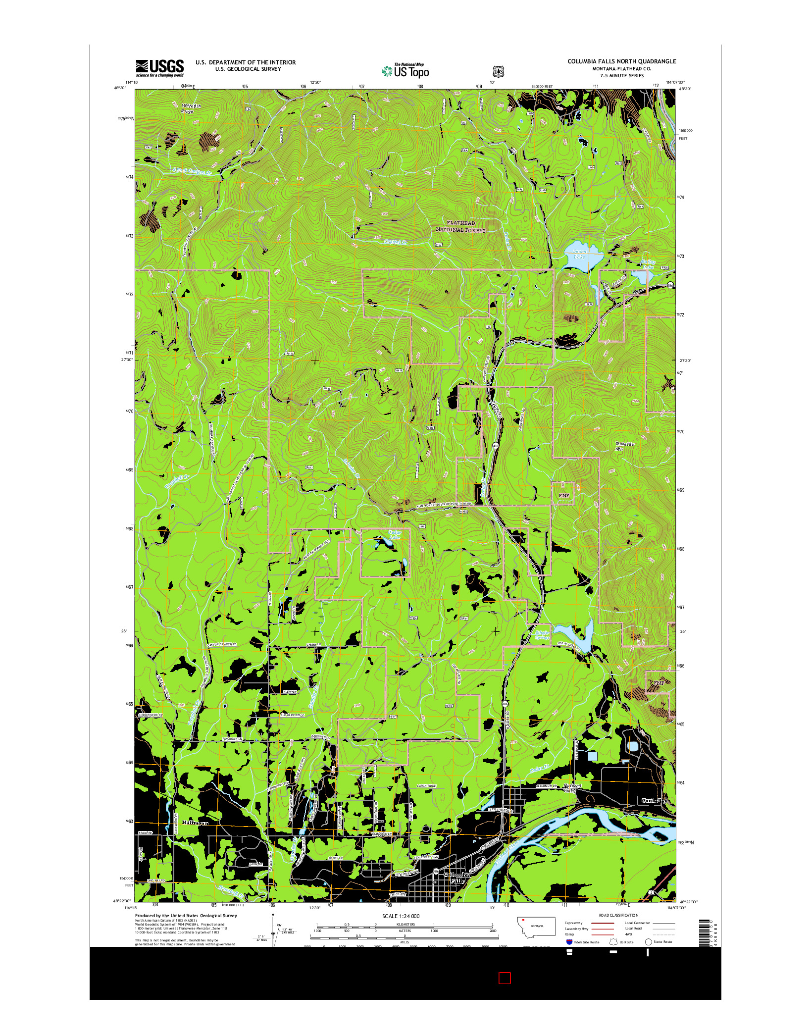 USGS US TOPO 7.5-MINUTE MAP FOR COLUMBIA FALLS NORTH, MT 2017