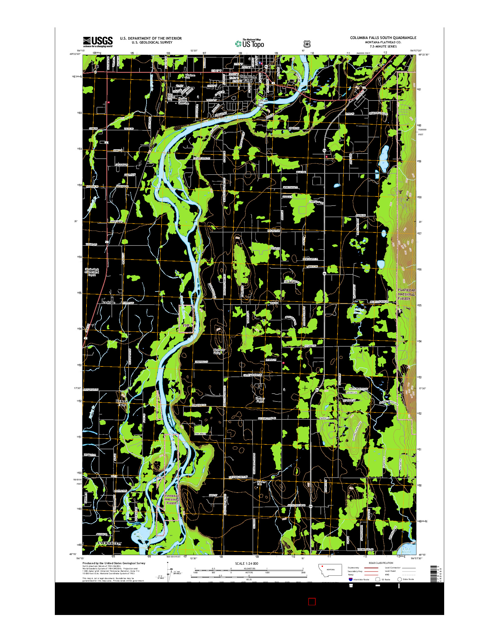 USGS US TOPO 7.5-MINUTE MAP FOR COLUMBIA FALLS SOUTH, MT 2017