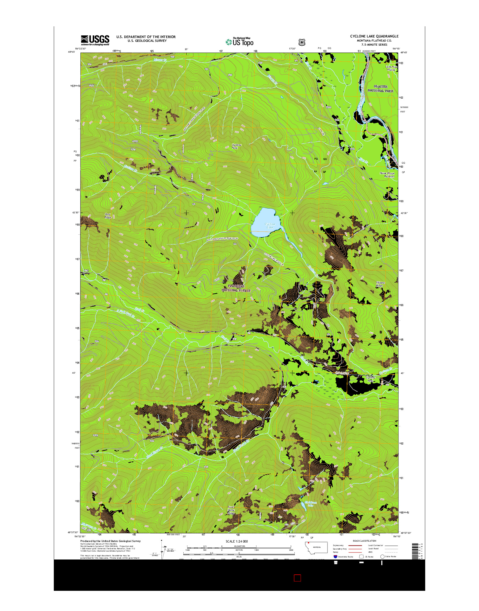 USGS US TOPO 7.5-MINUTE MAP FOR CYCLONE LAKE, MT 2017