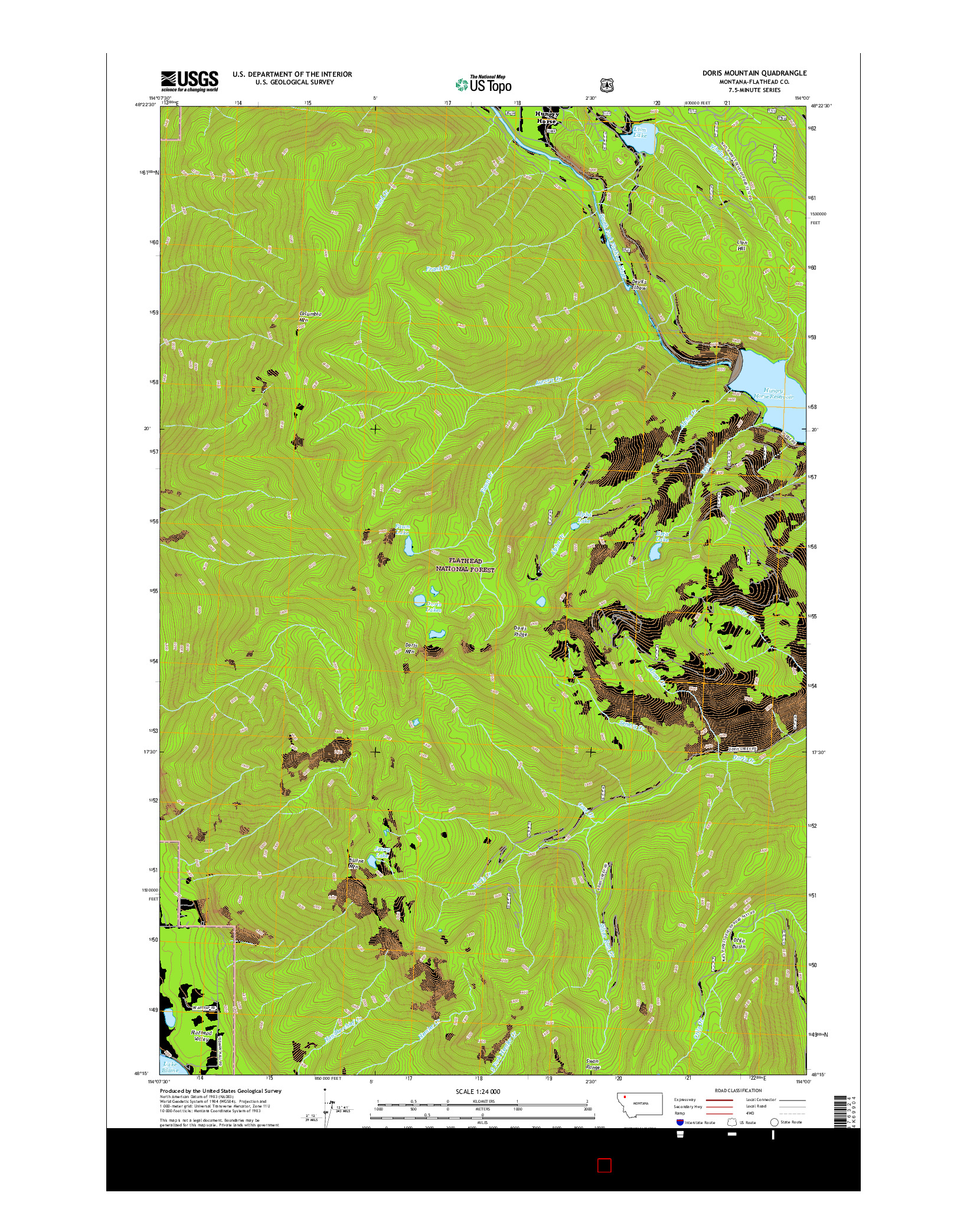 USGS US TOPO 7.5-MINUTE MAP FOR DORIS MOUNTAIN, MT 2017