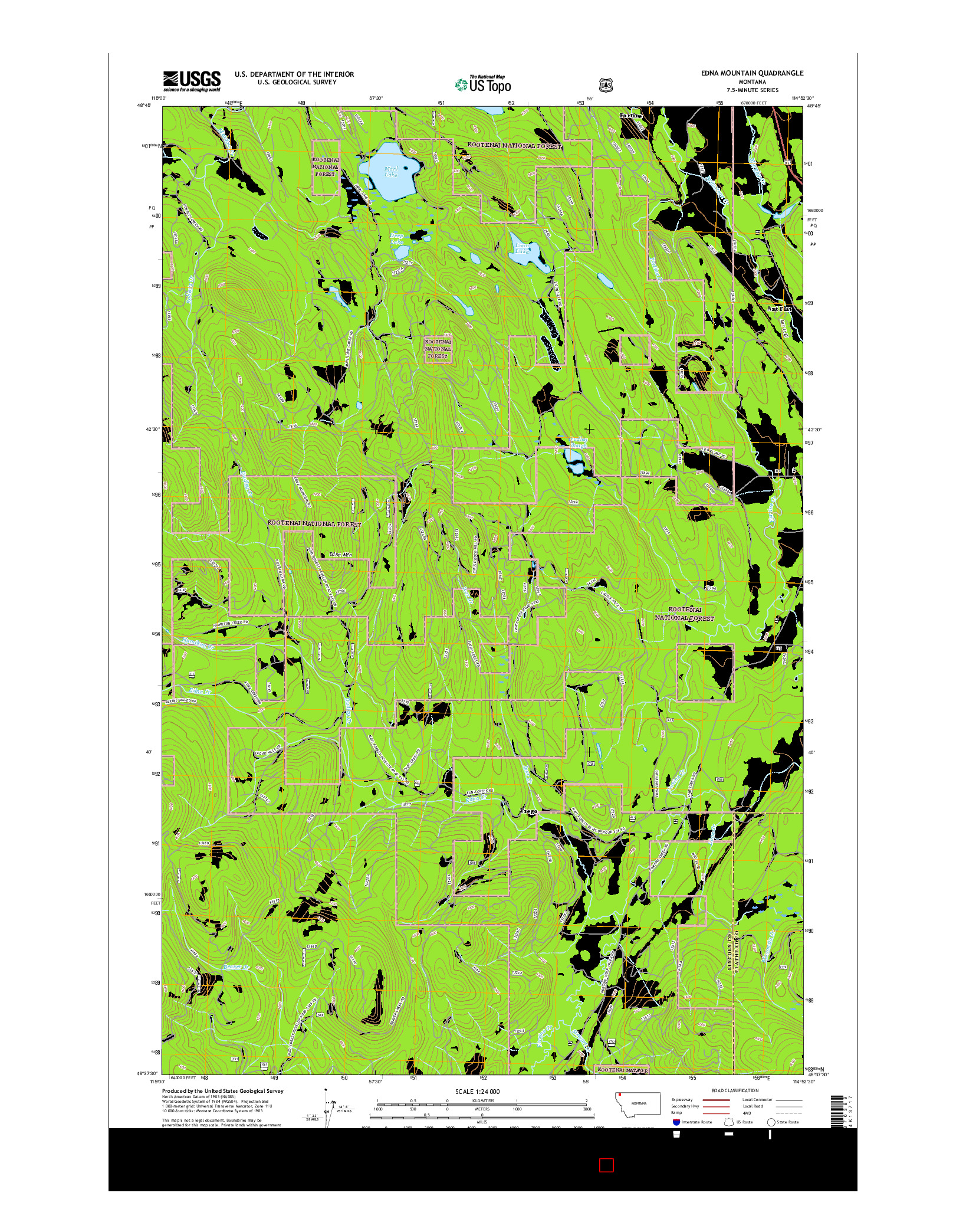 USGS US TOPO 7.5-MINUTE MAP FOR EDNA MOUNTAIN, MT 2017