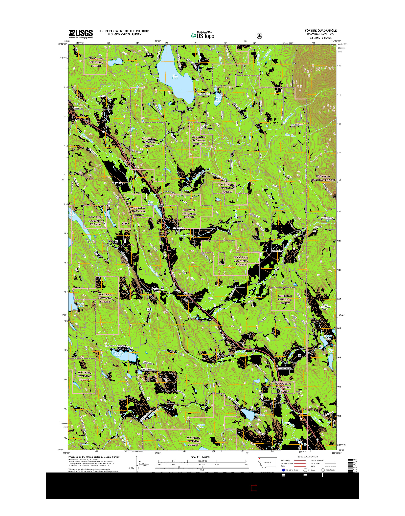 USGS US TOPO 7.5-MINUTE MAP FOR FORTINE, MT 2017