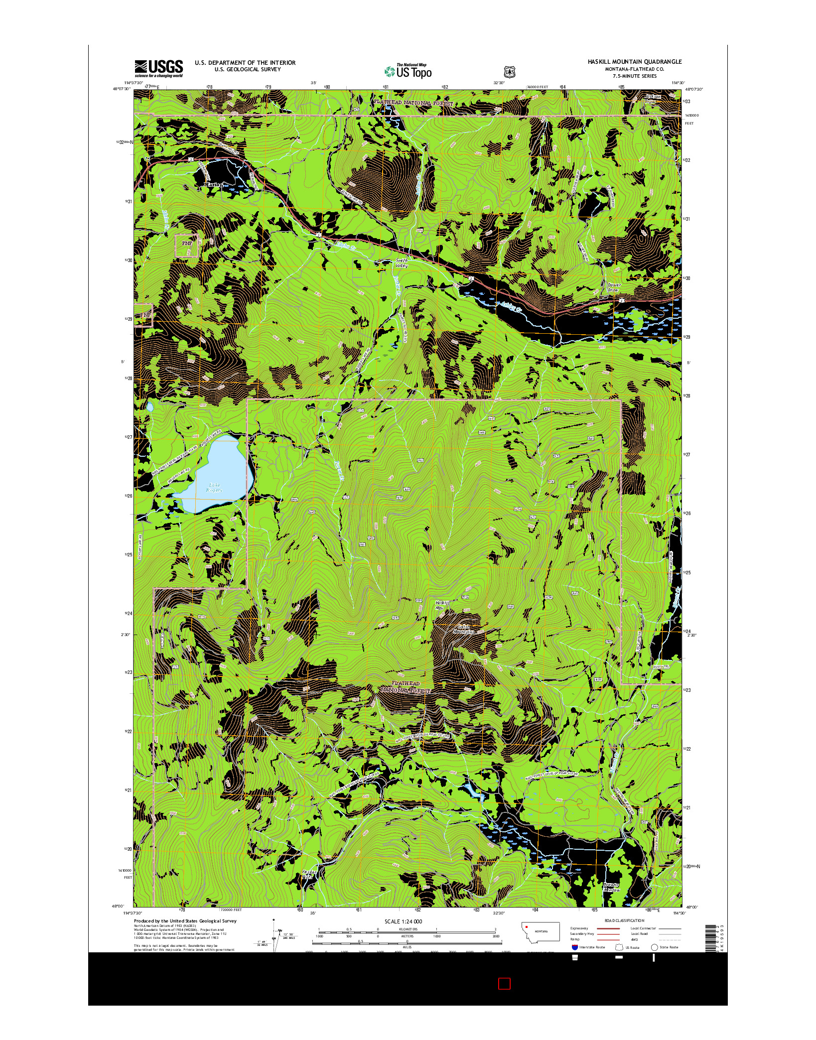 USGS US TOPO 7.5-MINUTE MAP FOR HASKILL MOUNTAIN, MT 2017