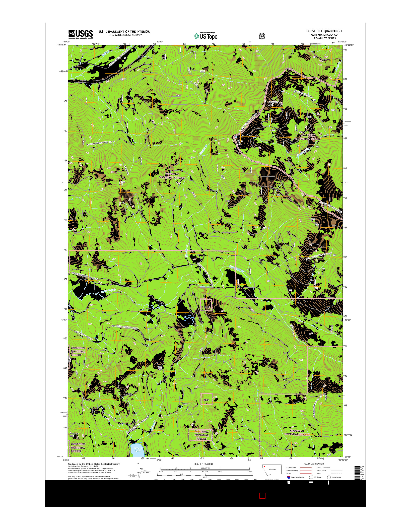 USGS US TOPO 7.5-MINUTE MAP FOR HORSE HILL, MT 2017