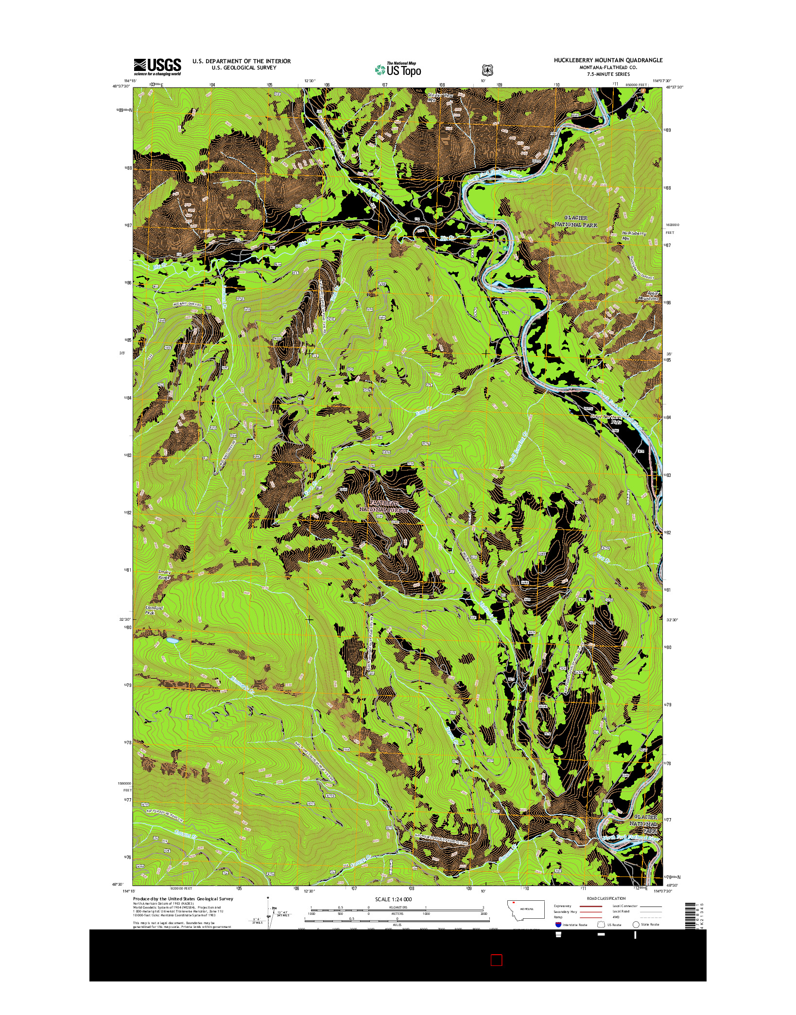 USGS US TOPO 7.5-MINUTE MAP FOR HUCKLEBERRY MOUNTAIN, MT 2017