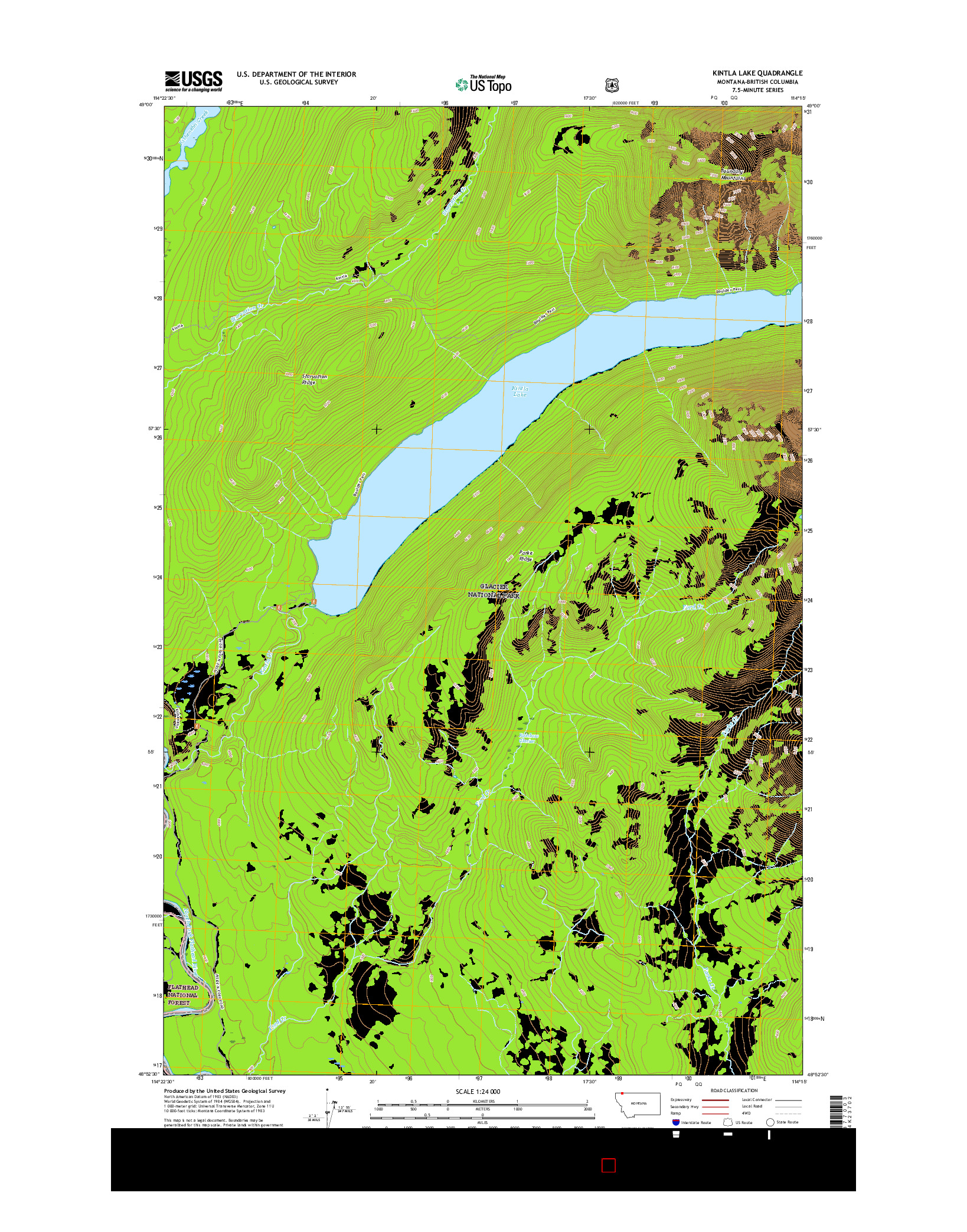 USGS US TOPO 7.5-MINUTE MAP FOR KINTLA LAKE, MT-BC 2017