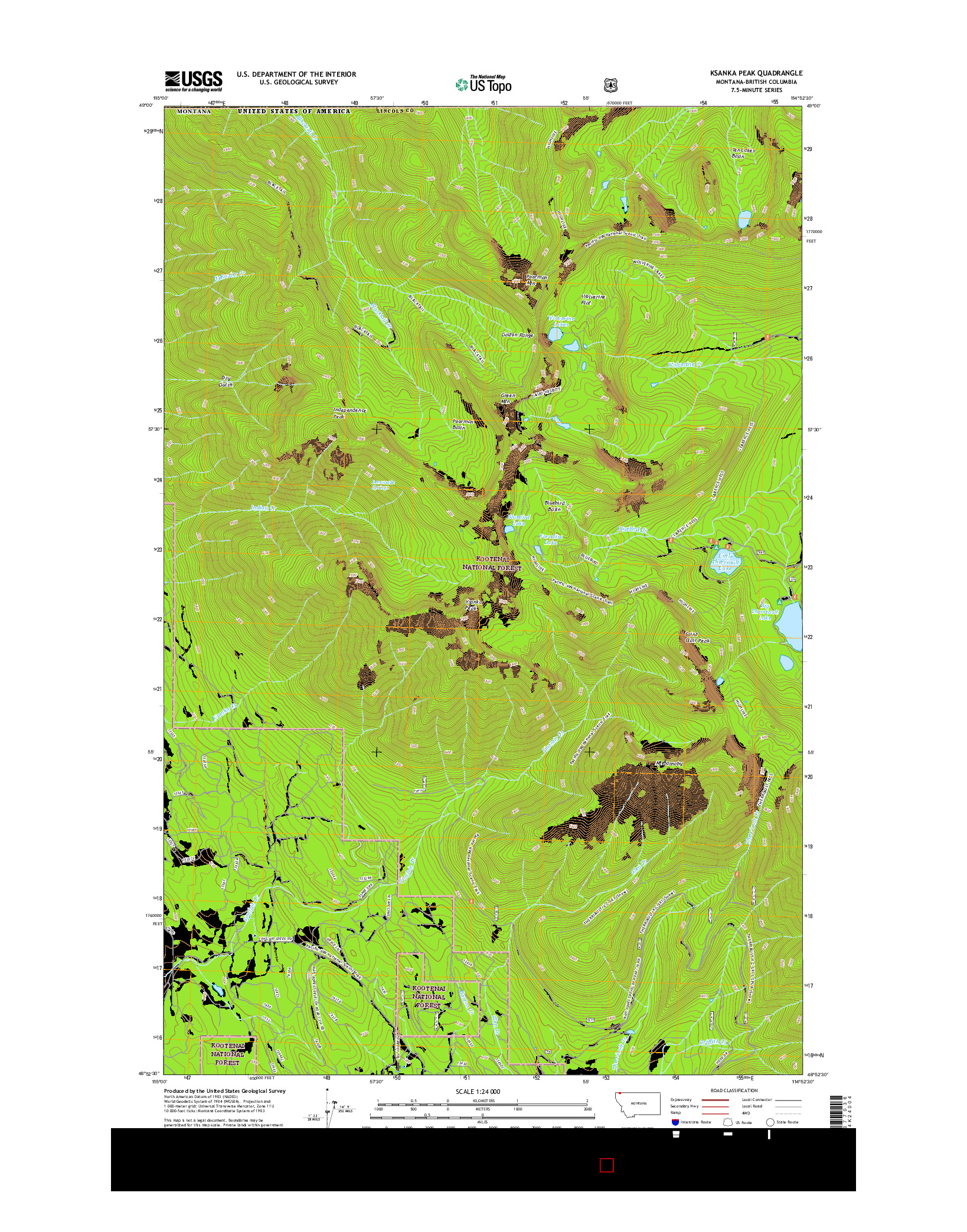 USGS US TOPO 7.5-MINUTE MAP FOR KSANKA PEAK, MT-BC 2017