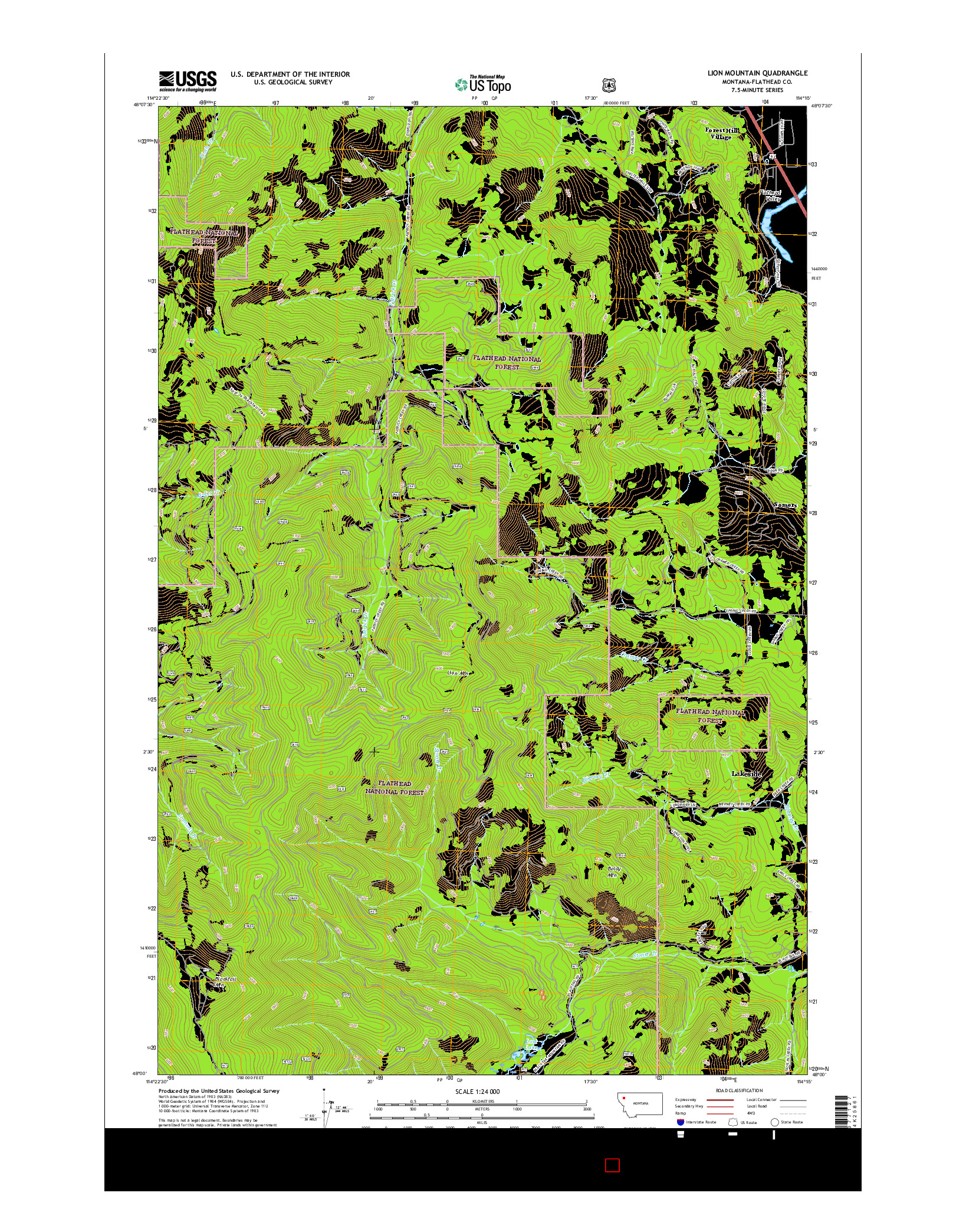 USGS US TOPO 7.5-MINUTE MAP FOR LION MOUNTAIN, MT 2017