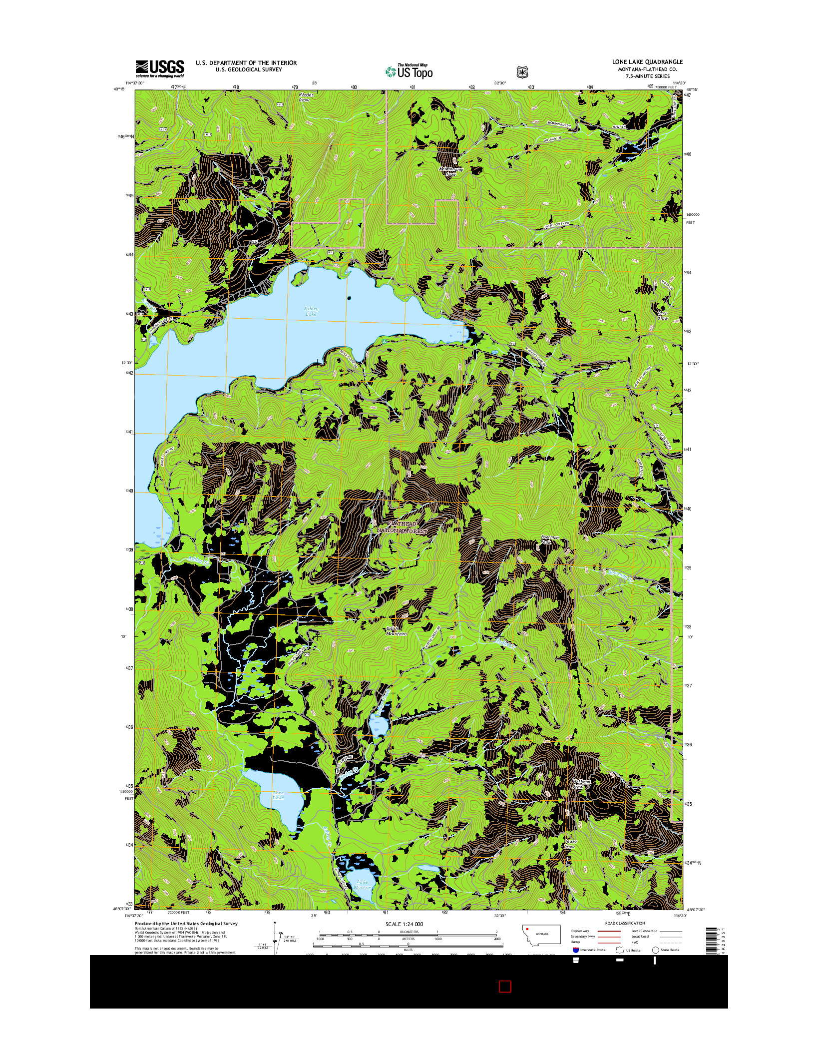 USGS US TOPO 7.5-MINUTE MAP FOR LONE LAKE, MT 2017