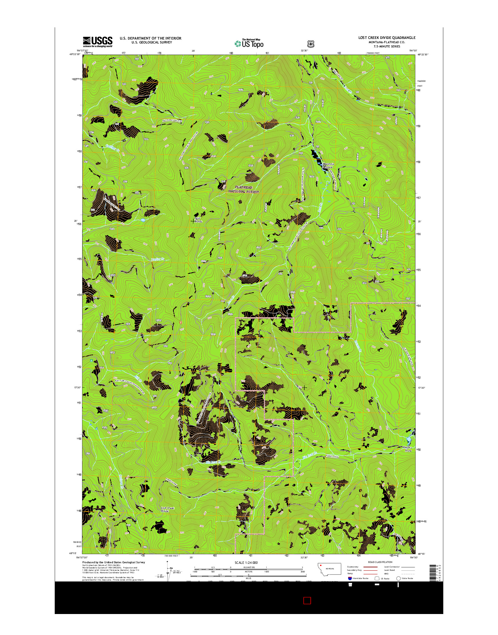 USGS US TOPO 7.5-MINUTE MAP FOR LOST CREEK DIVIDE, MT 2017