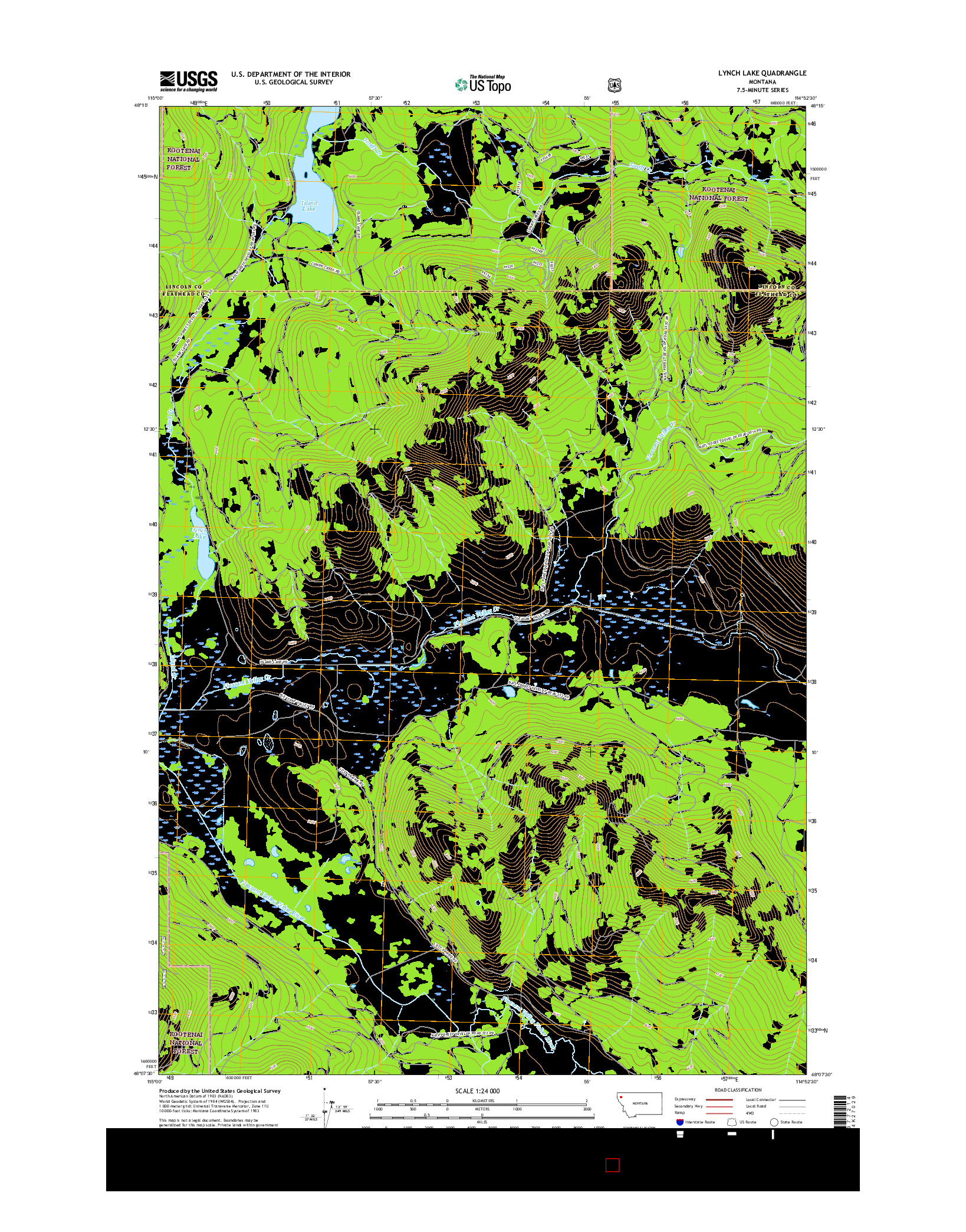 USGS US TOPO 7.5-MINUTE MAP FOR LYNCH LAKE, MT 2017