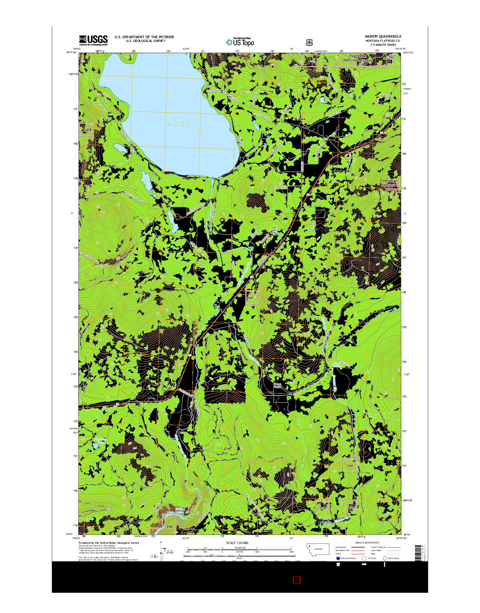 USGS US TOPO 7.5-MINUTE MAP FOR MARION, MT 2017