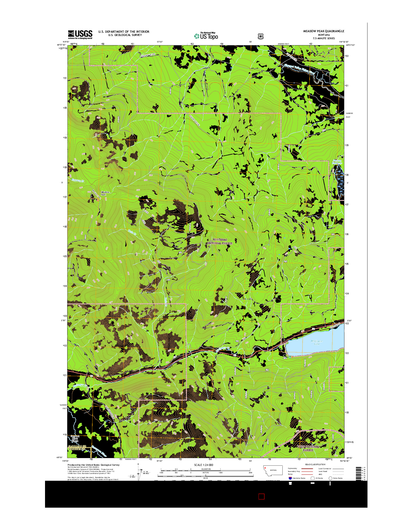 USGS US TOPO 7.5-MINUTE MAP FOR MEADOW PEAK, MT 2017