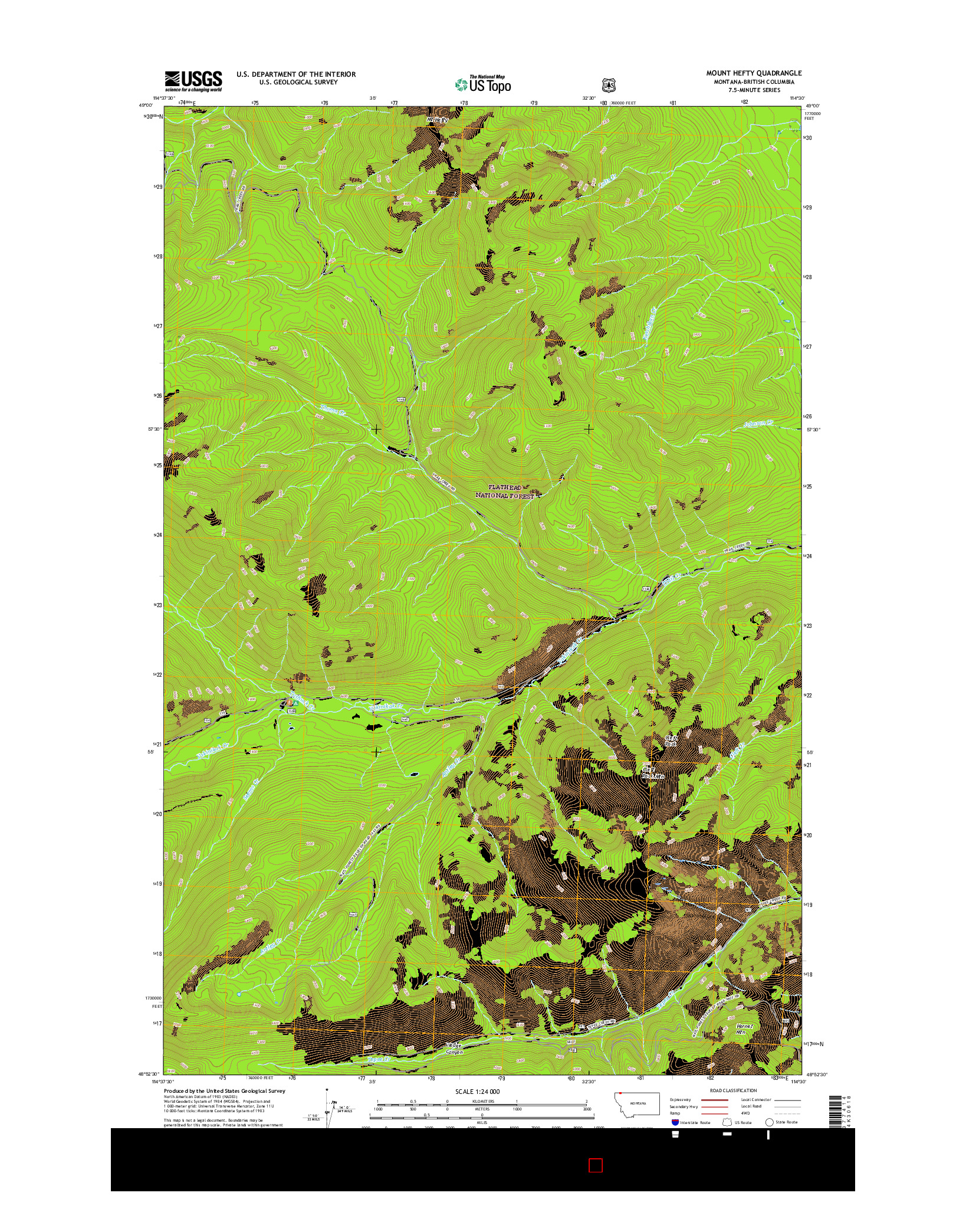 USGS US TOPO 7.5-MINUTE MAP FOR MOUNT HEFTY, MT-BC 2017