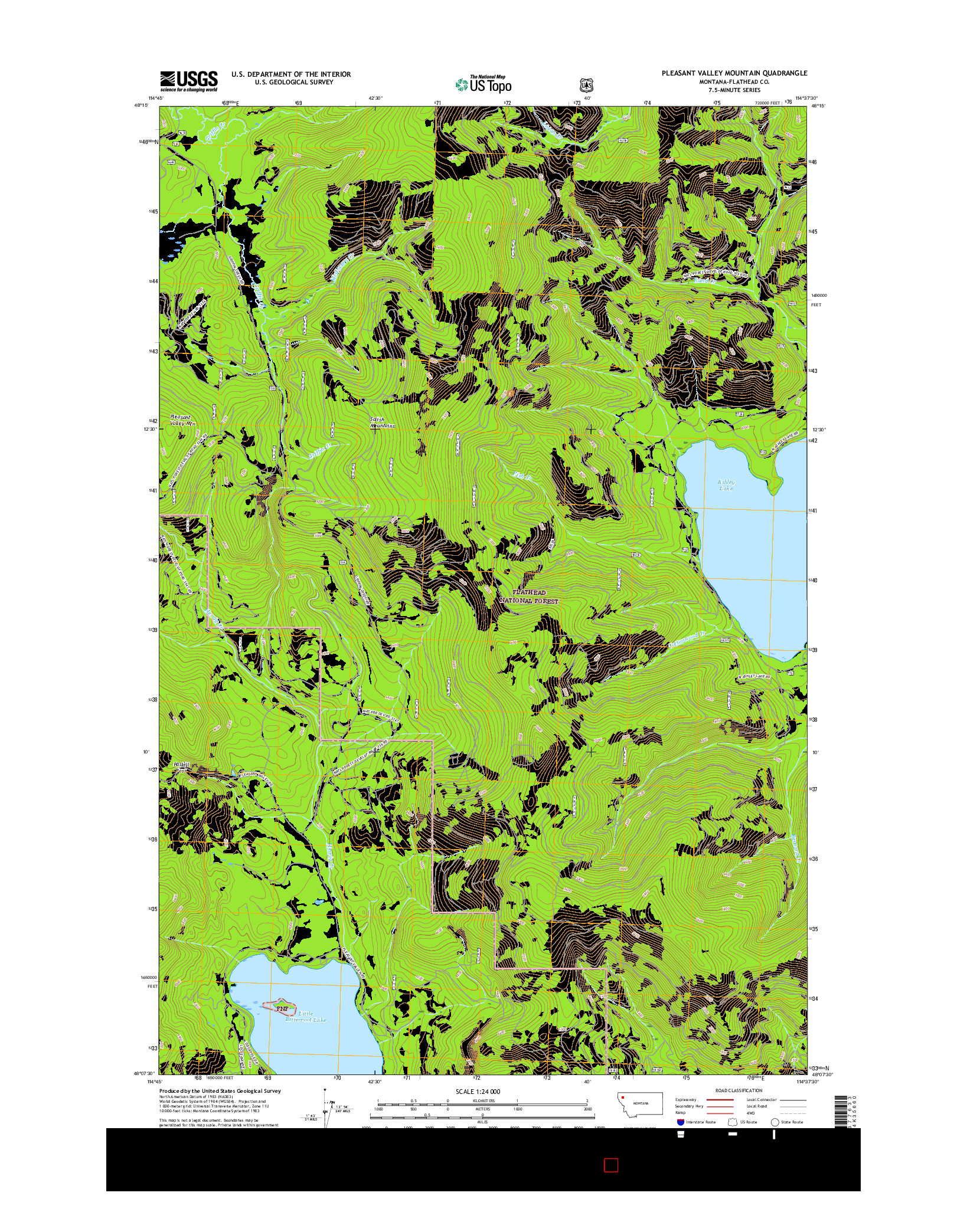 USGS US TOPO 7.5-MINUTE MAP FOR PLEASANT VALLEY MOUNTAIN, MT 2017