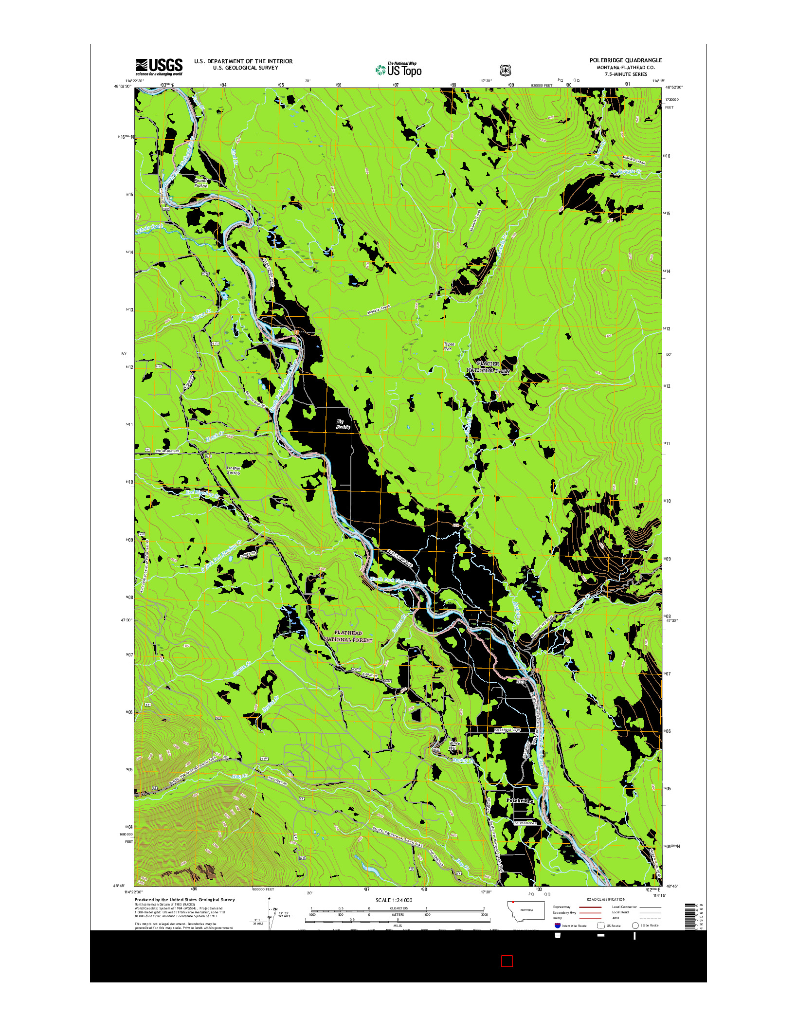 USGS US TOPO 7.5-MINUTE MAP FOR POLEBRIDGE, MT 2017