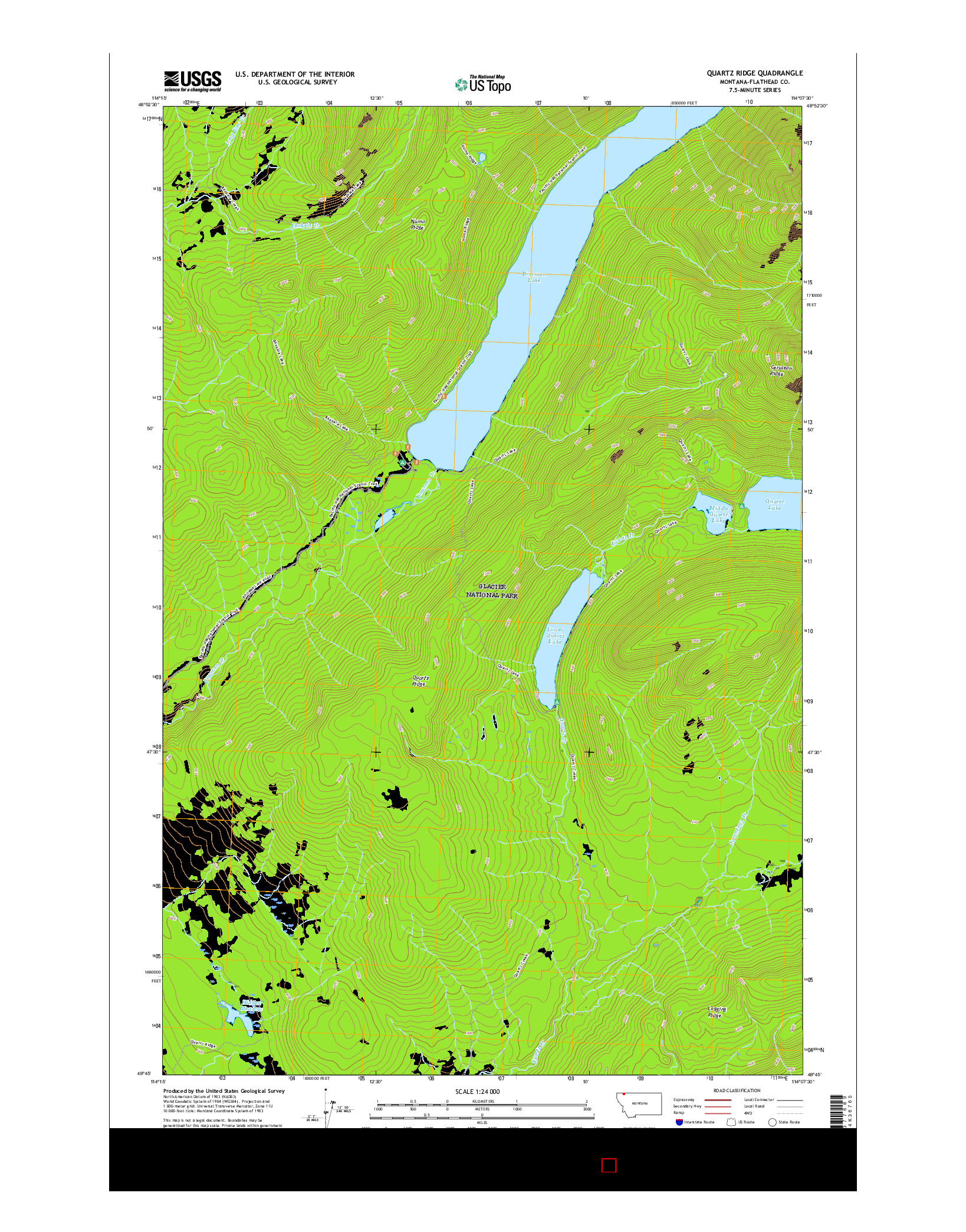 USGS US TOPO 7.5-MINUTE MAP FOR QUARTZ RIDGE, MT 2017