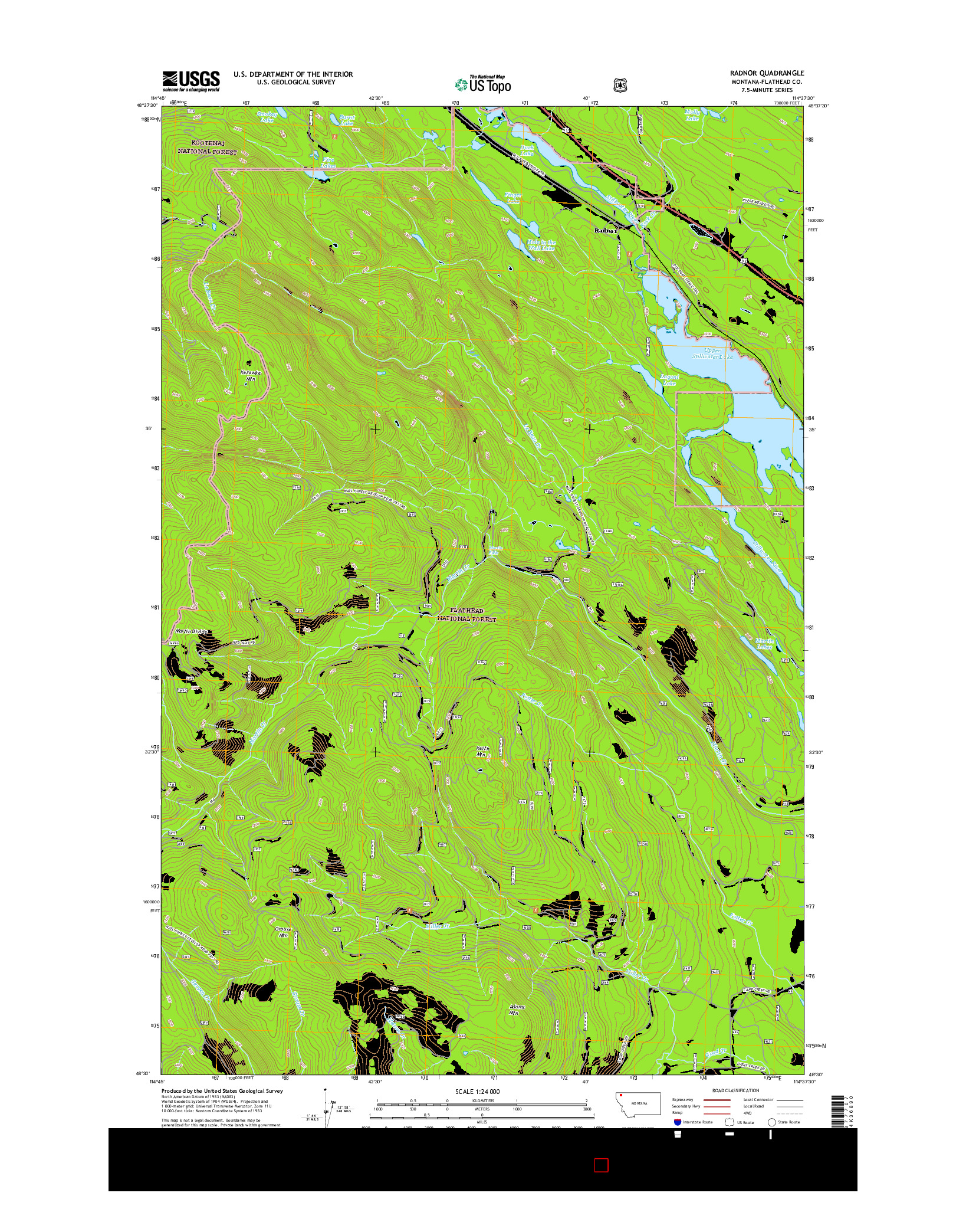 USGS US TOPO 7.5-MINUTE MAP FOR RADNOR, MT 2017