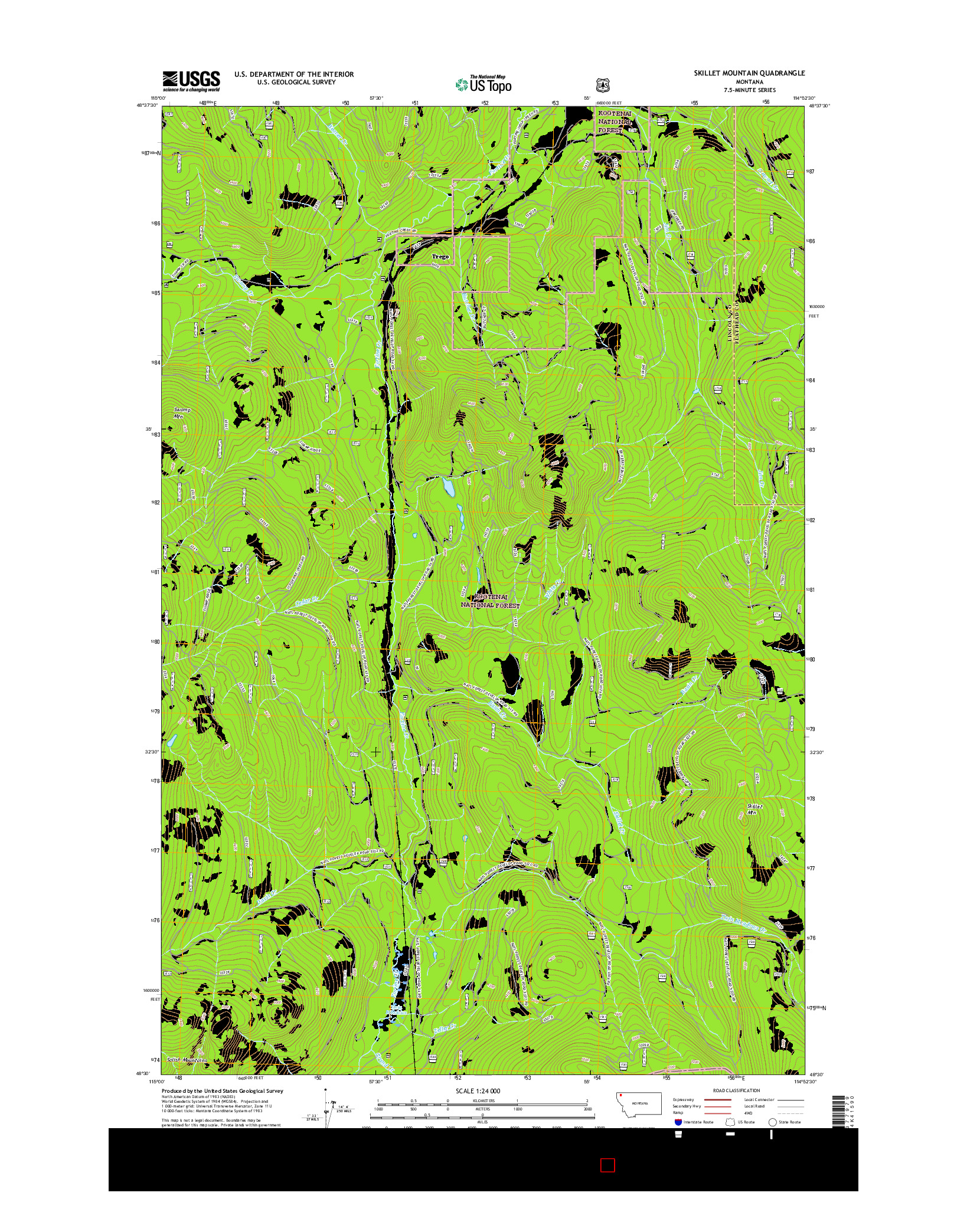 USGS US TOPO 7.5-MINUTE MAP FOR SKILLET MOUNTAIN, MT 2017