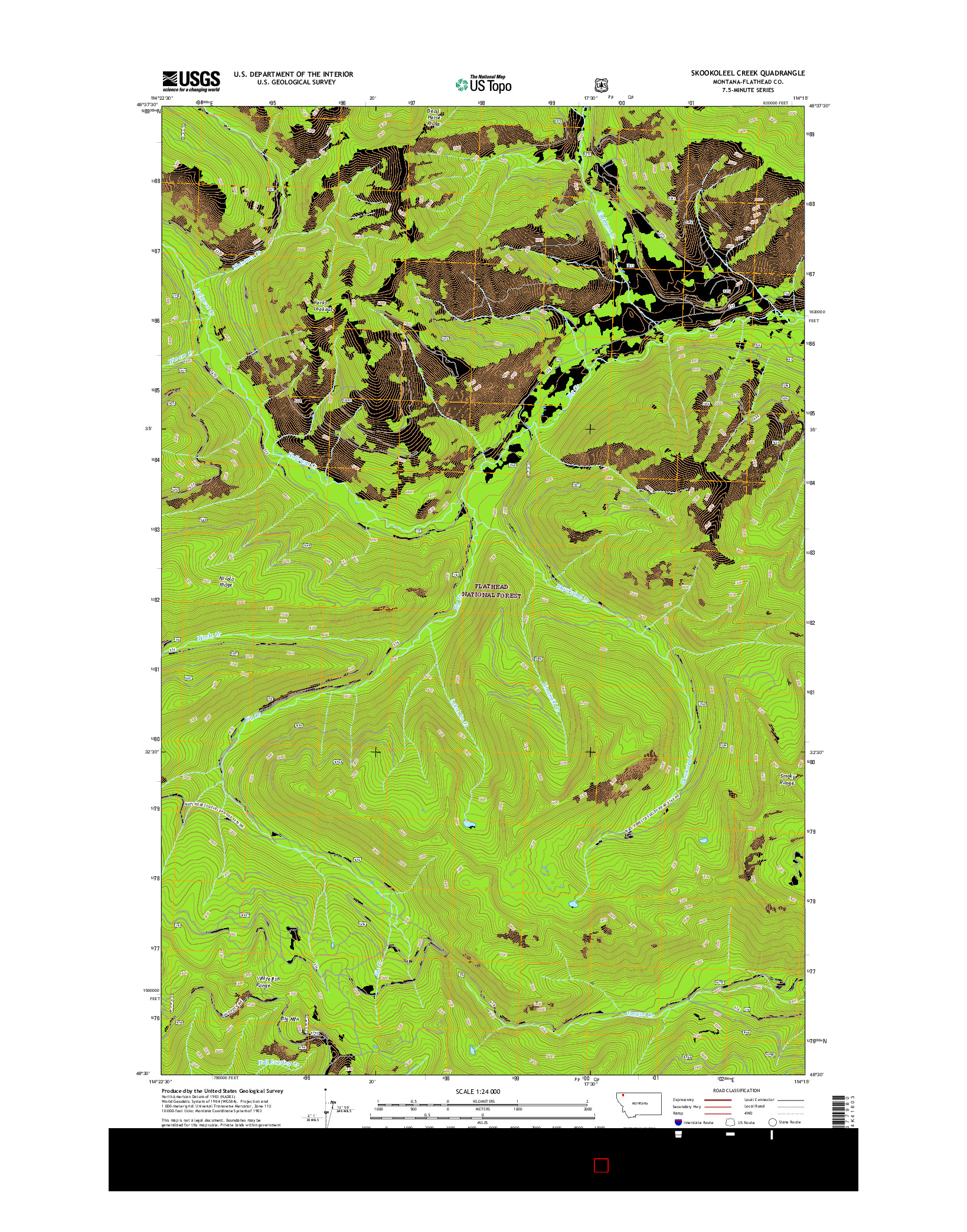 USGS US TOPO 7.5-MINUTE MAP FOR SKOOKOLEEL CREEK, MT 2017