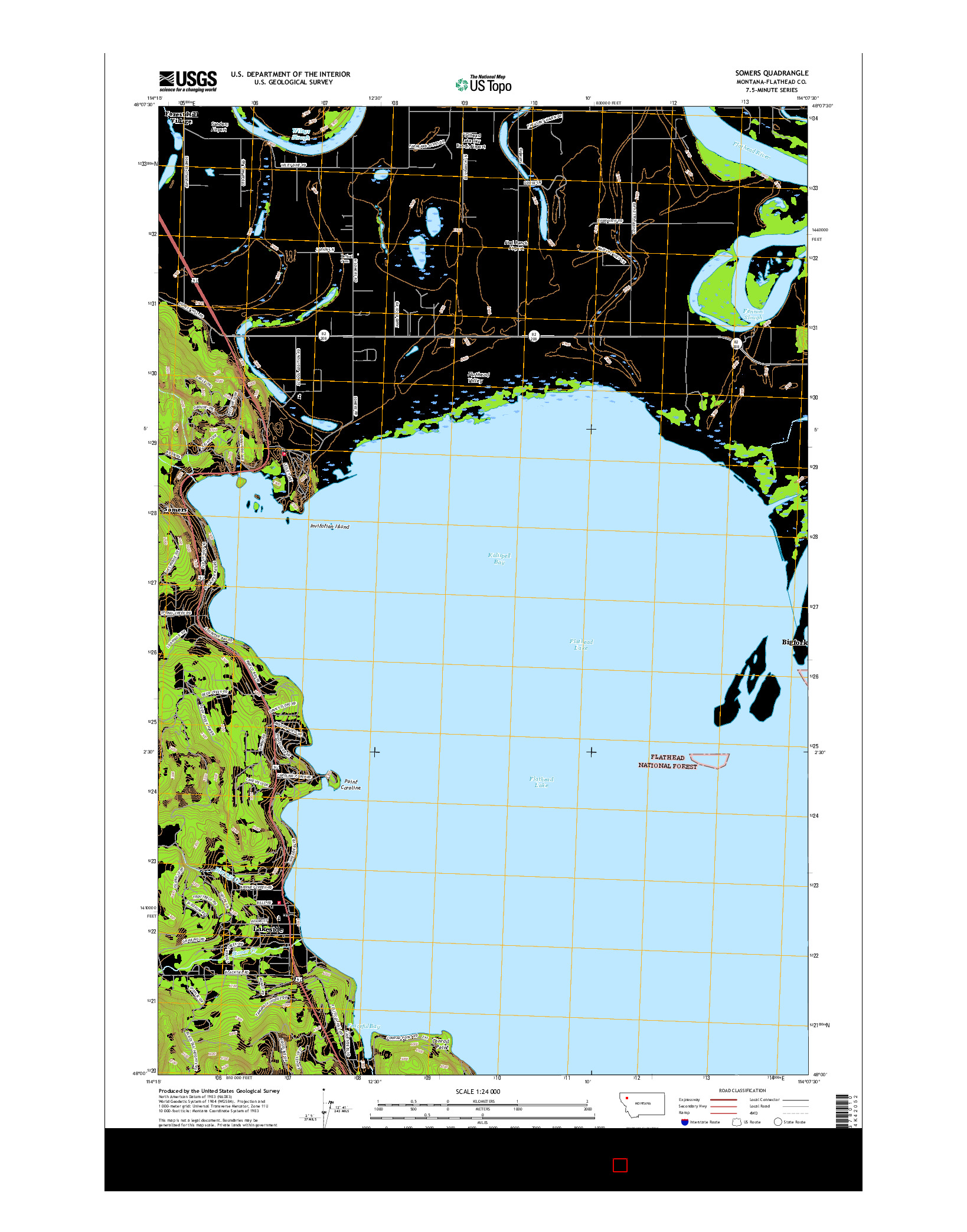 USGS US TOPO 7.5-MINUTE MAP FOR SOMERS, MT 2017