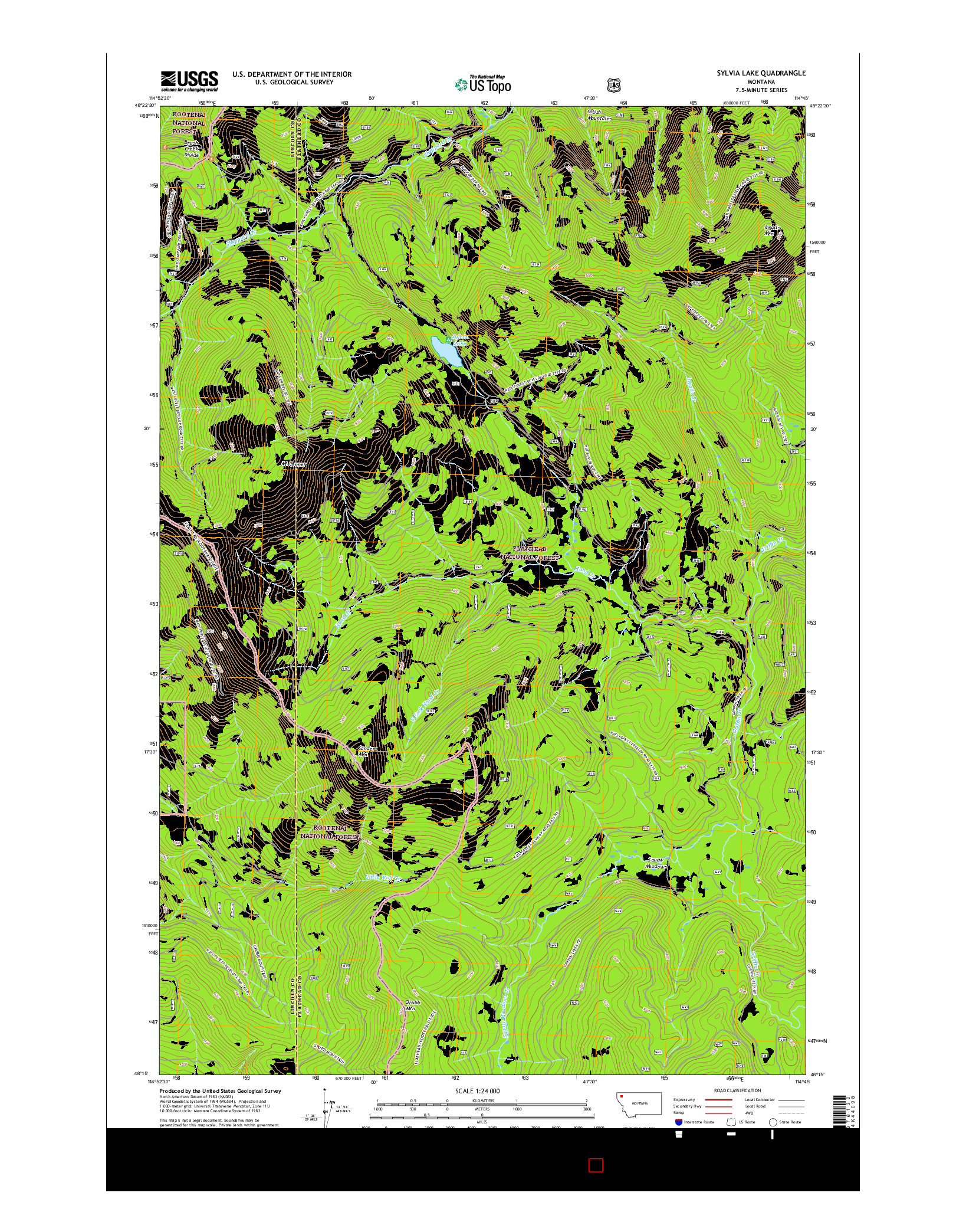 USGS US TOPO 7.5-MINUTE MAP FOR SYLVIA LAKE, MT 2017