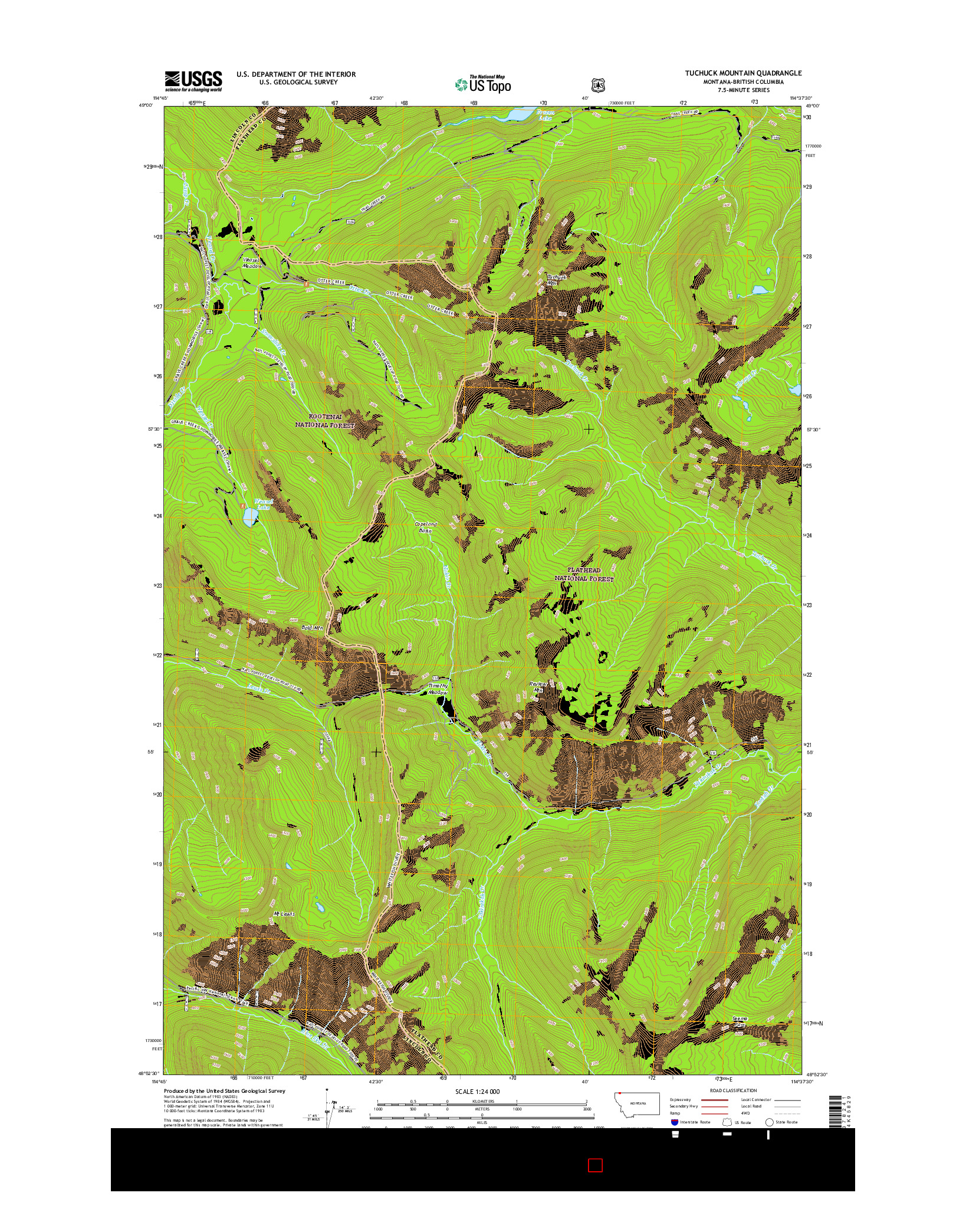 USGS US TOPO 7.5-MINUTE MAP FOR TUCHUCK MOUNTAIN, MT-BC 2017