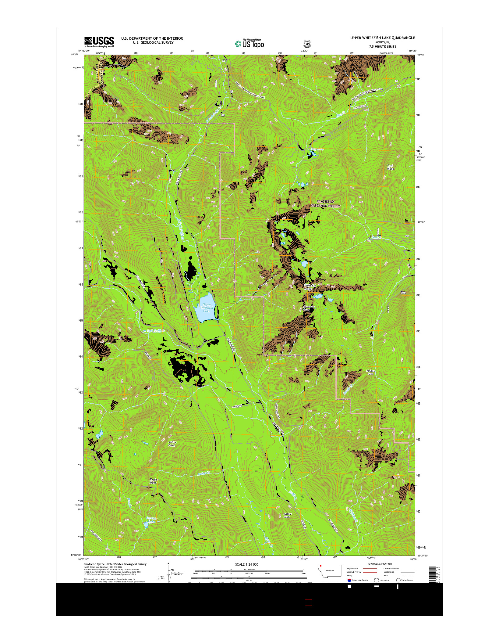 USGS US TOPO 7.5-MINUTE MAP FOR UPPER WHITEFISH LAKE, MT 2017
