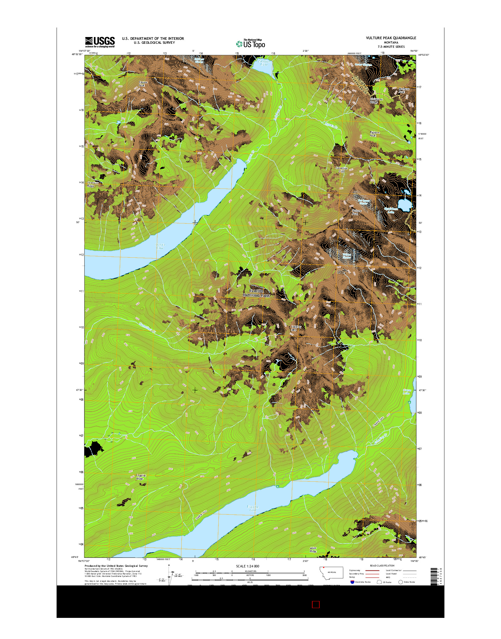 USGS US TOPO 7.5-MINUTE MAP FOR VULTURE PEAK, MT 2017