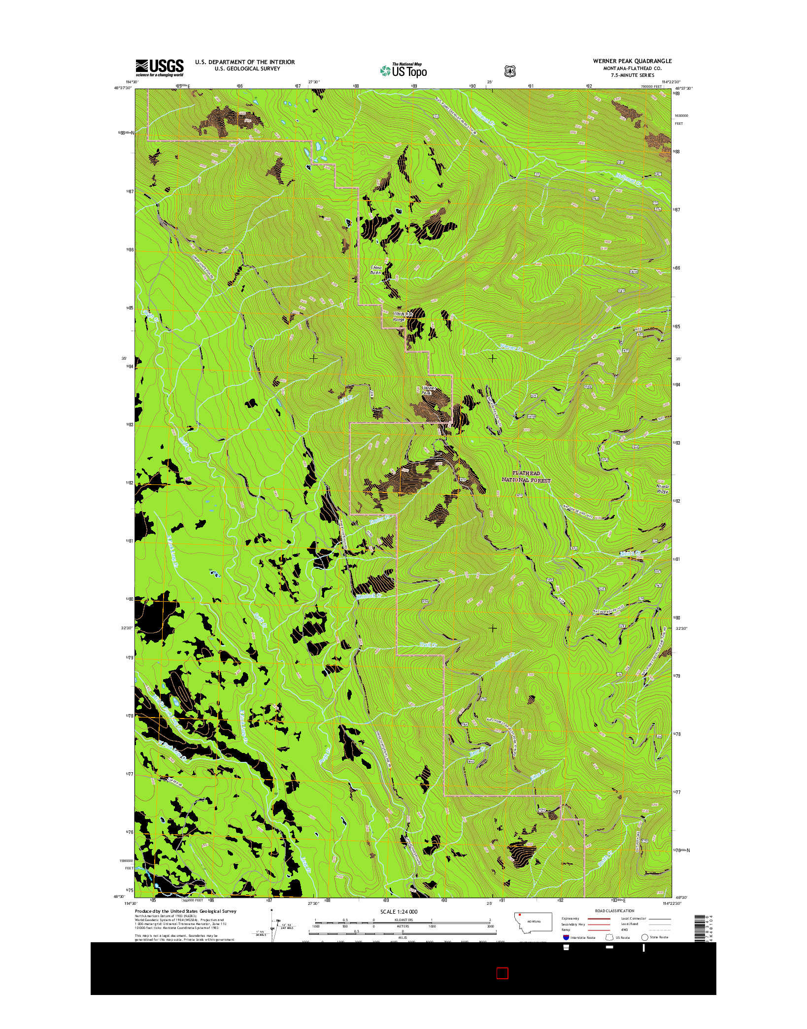 USGS US TOPO 7.5-MINUTE MAP FOR WERNER PEAK, MT 2017