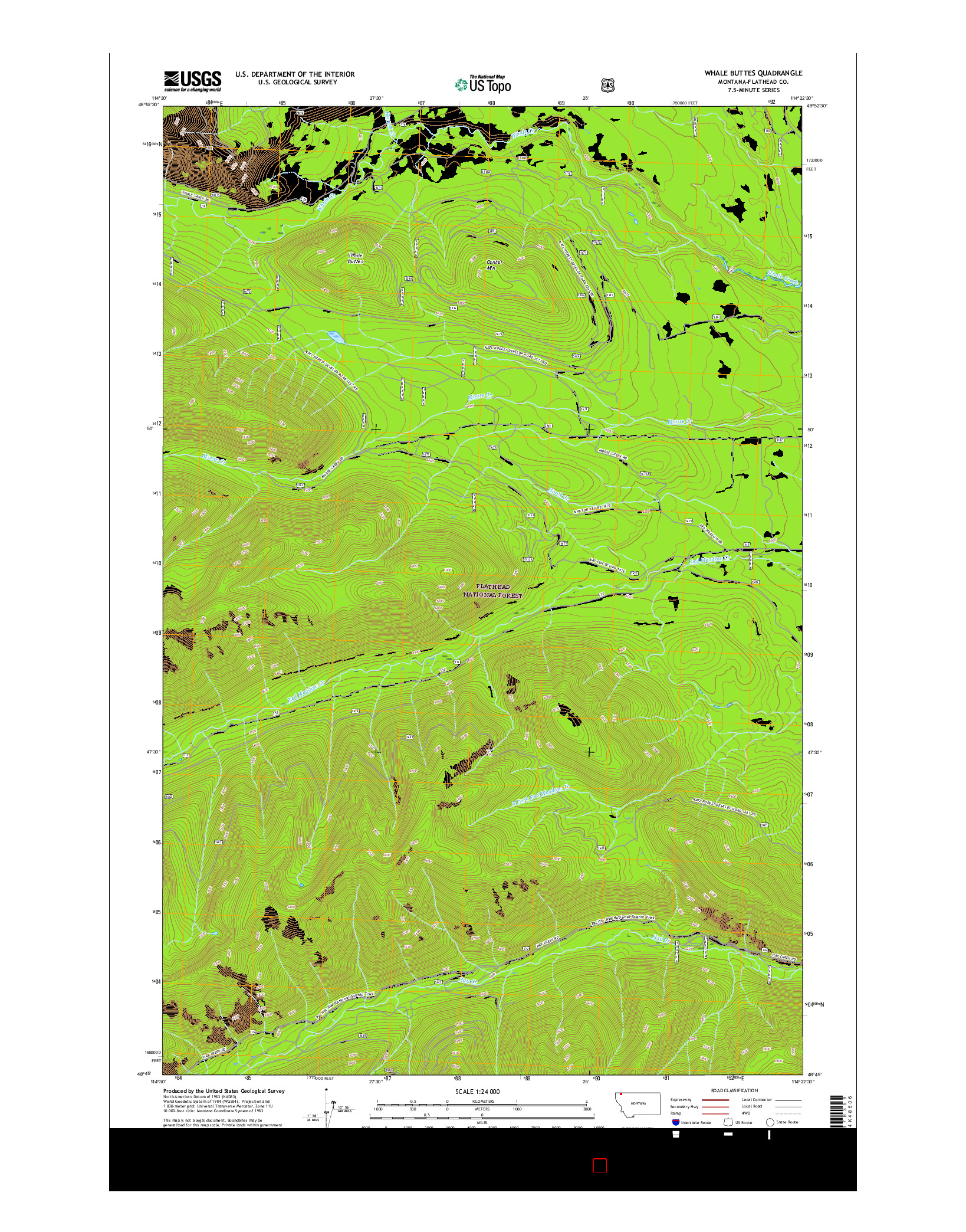 USGS US TOPO 7.5-MINUTE MAP FOR WHALE BUTTES, MT 2017