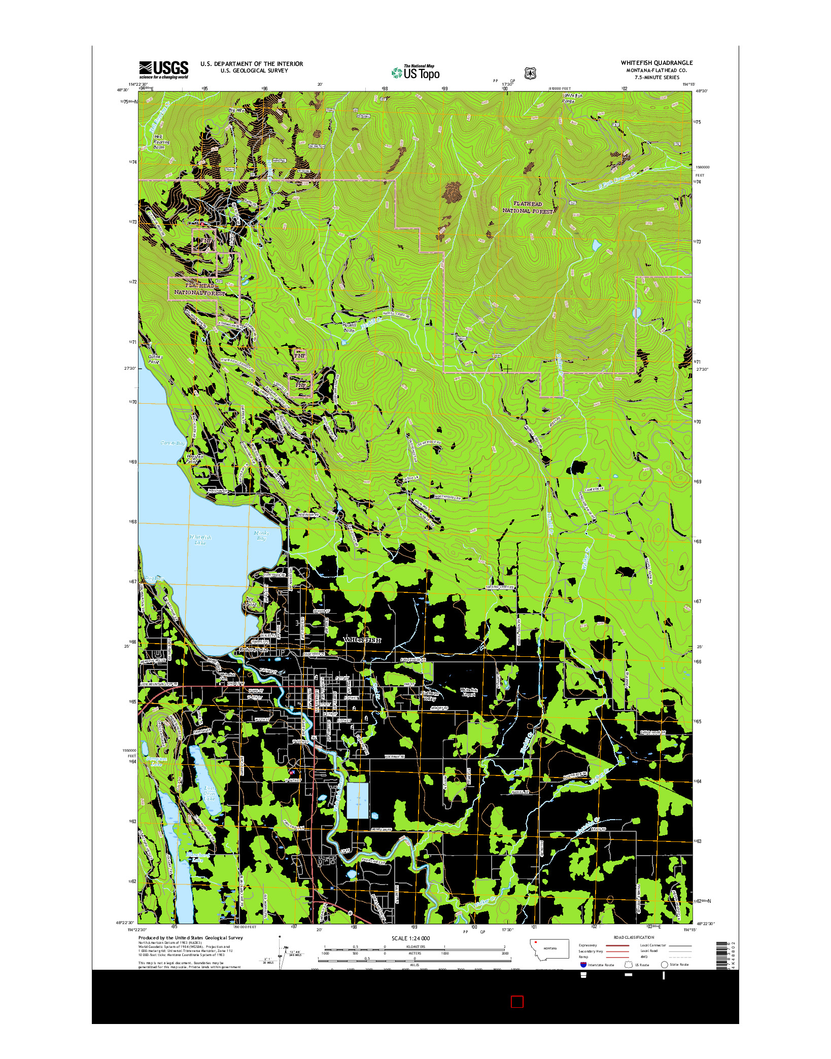 USGS US TOPO 7.5-MINUTE MAP FOR WHITEFISH, MT 2017