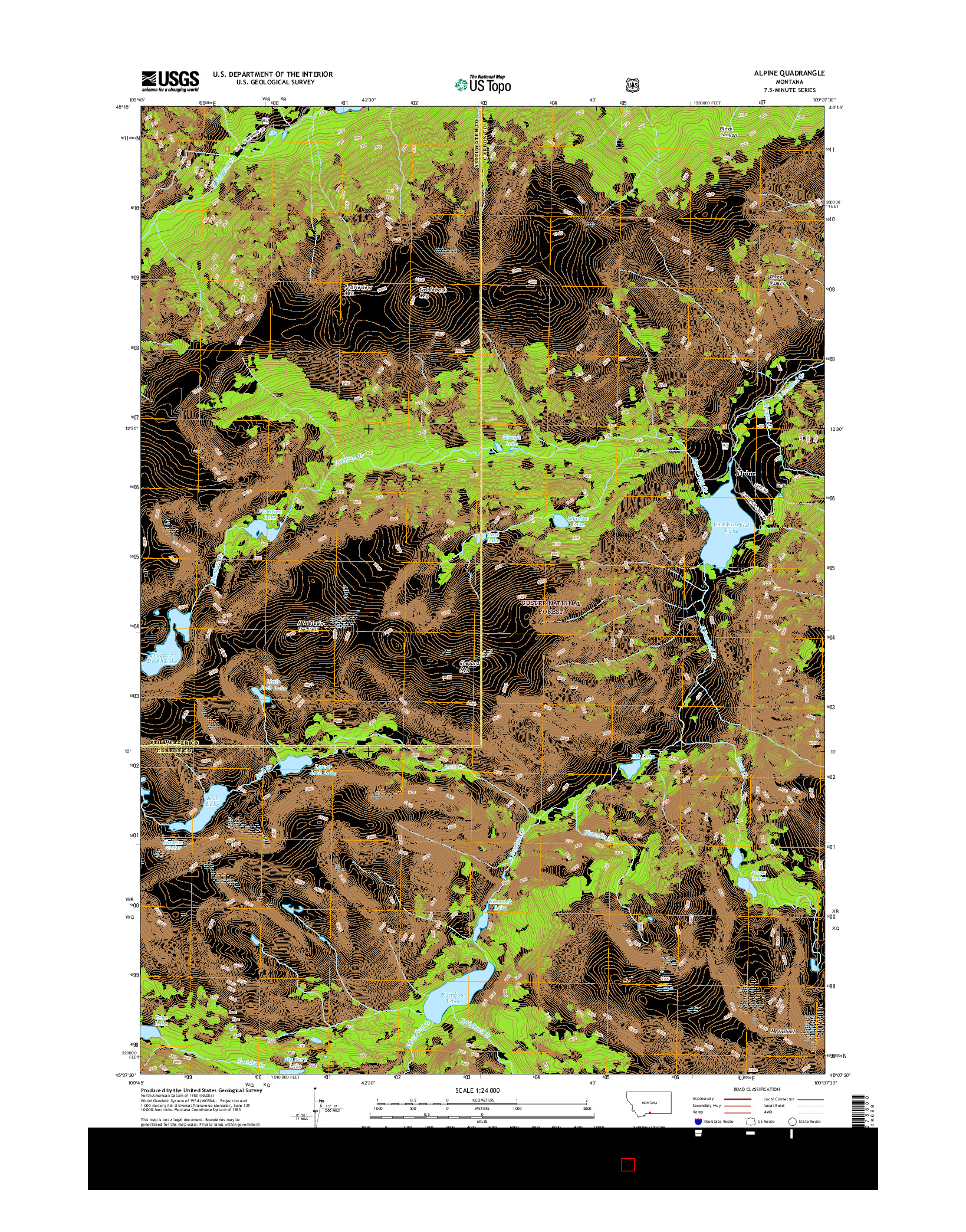 USGS US TOPO 7.5-MINUTE MAP FOR ALPINE, MT 2017