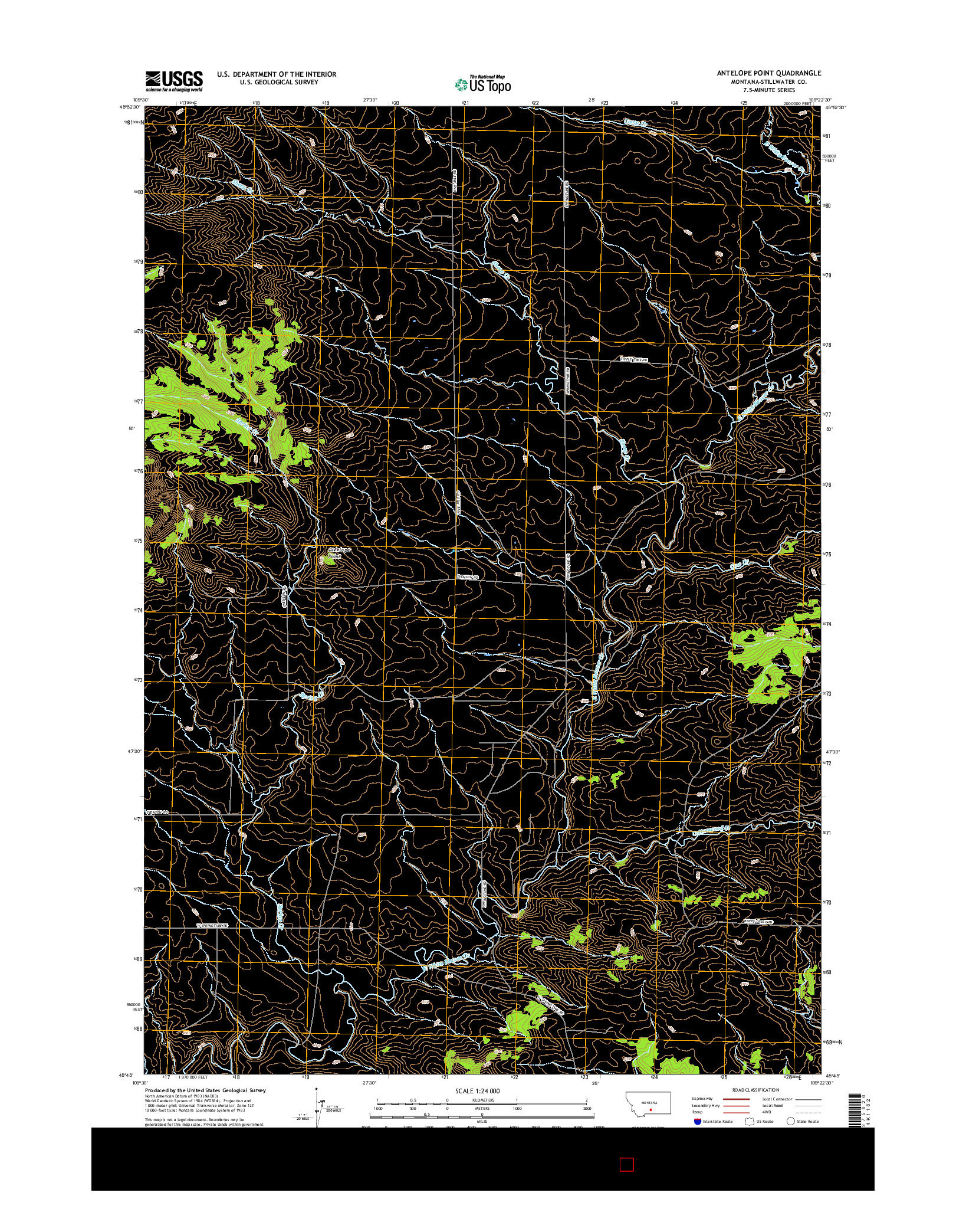 USGS US TOPO 7.5-MINUTE MAP FOR ANTELOPE POINT, MT 2017