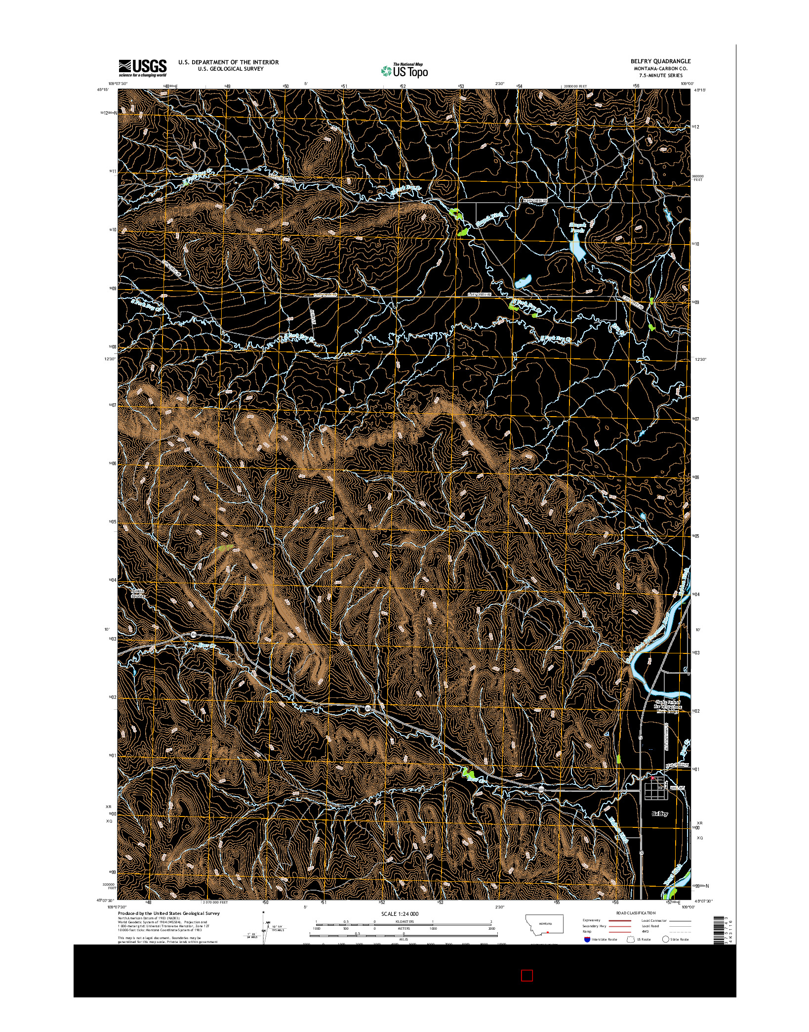 USGS US TOPO 7.5-MINUTE MAP FOR BELFRY, MT 2017