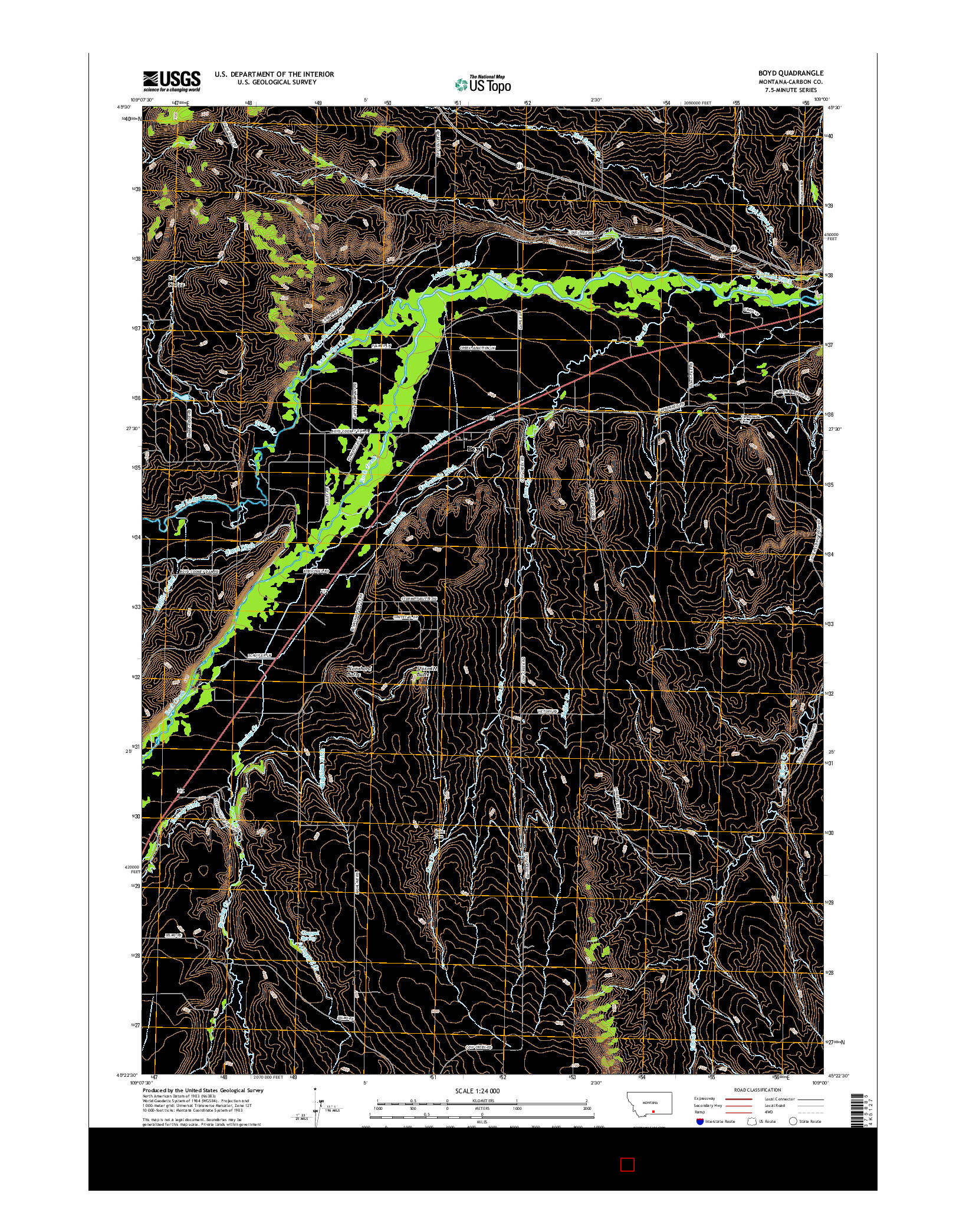 USGS US TOPO 7.5-MINUTE MAP FOR BOYD, MT 2017