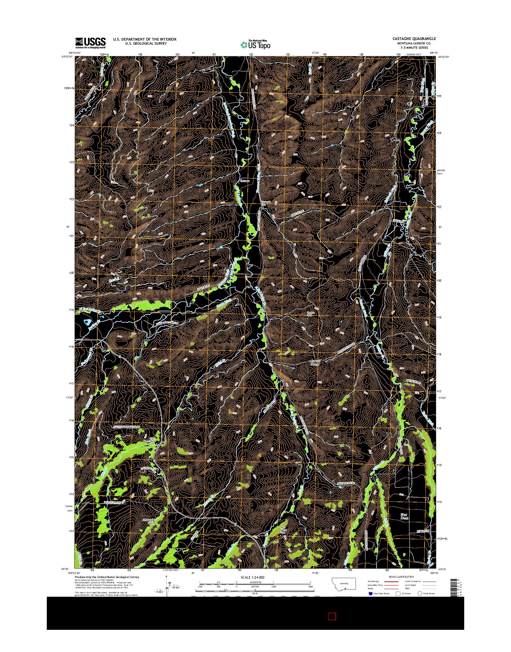 USGS US TOPO 7.5-MINUTE MAP FOR CASTAGNE, MT 2017